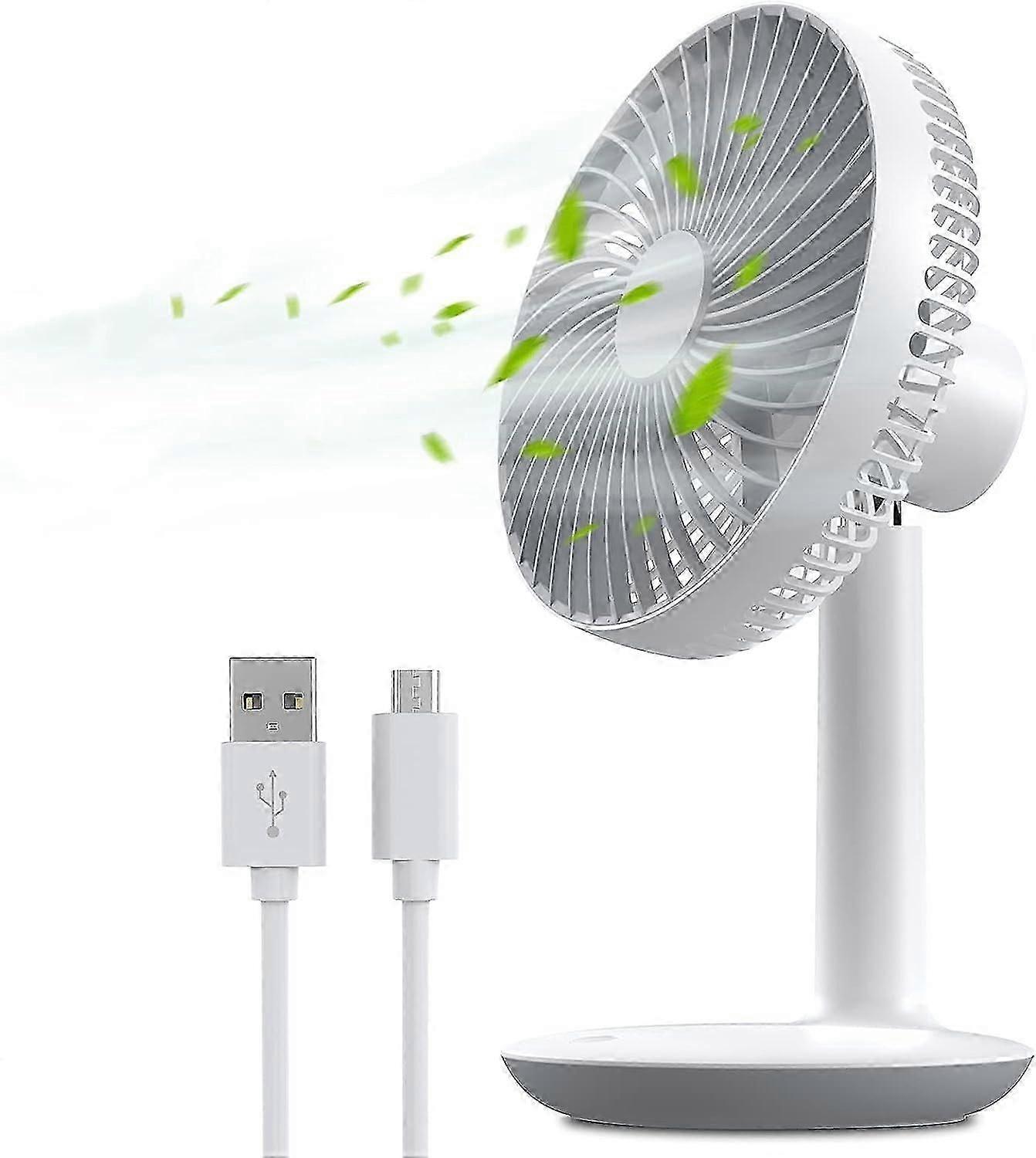 Ventola ricaricabile USB 2025 con batteria da 4000 mAh - 4 velocità, piccola ventola da tavolo silenziosa da 16 cm, regolabile 50, ventola personale portatile
