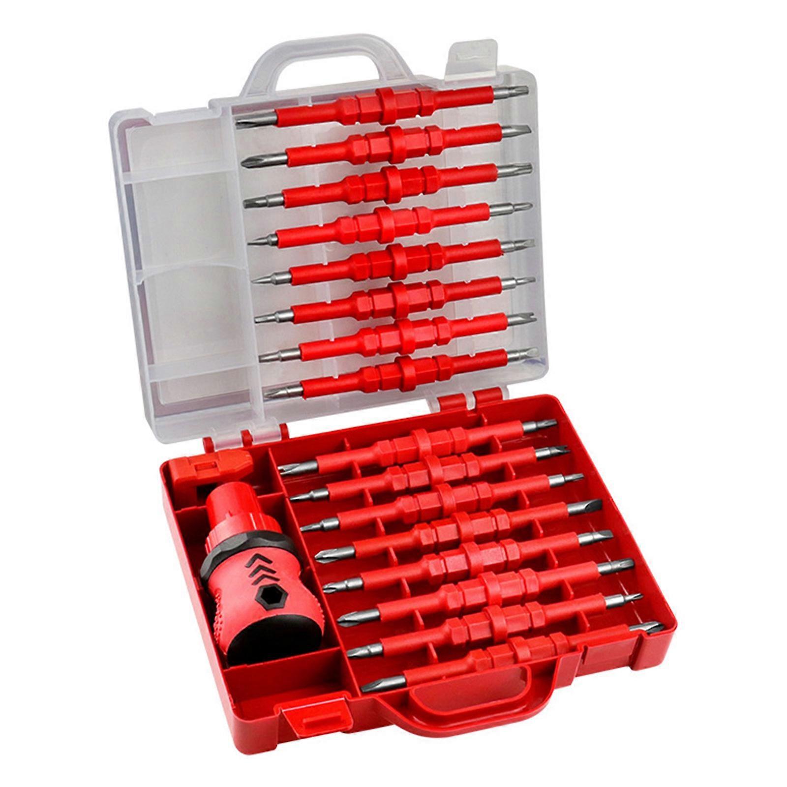 34 Multiple Bit Screwdriver Set Ergonomic Antifatigue Design For Electricians Mechanics And Household Maintenance Tasks Multicolor