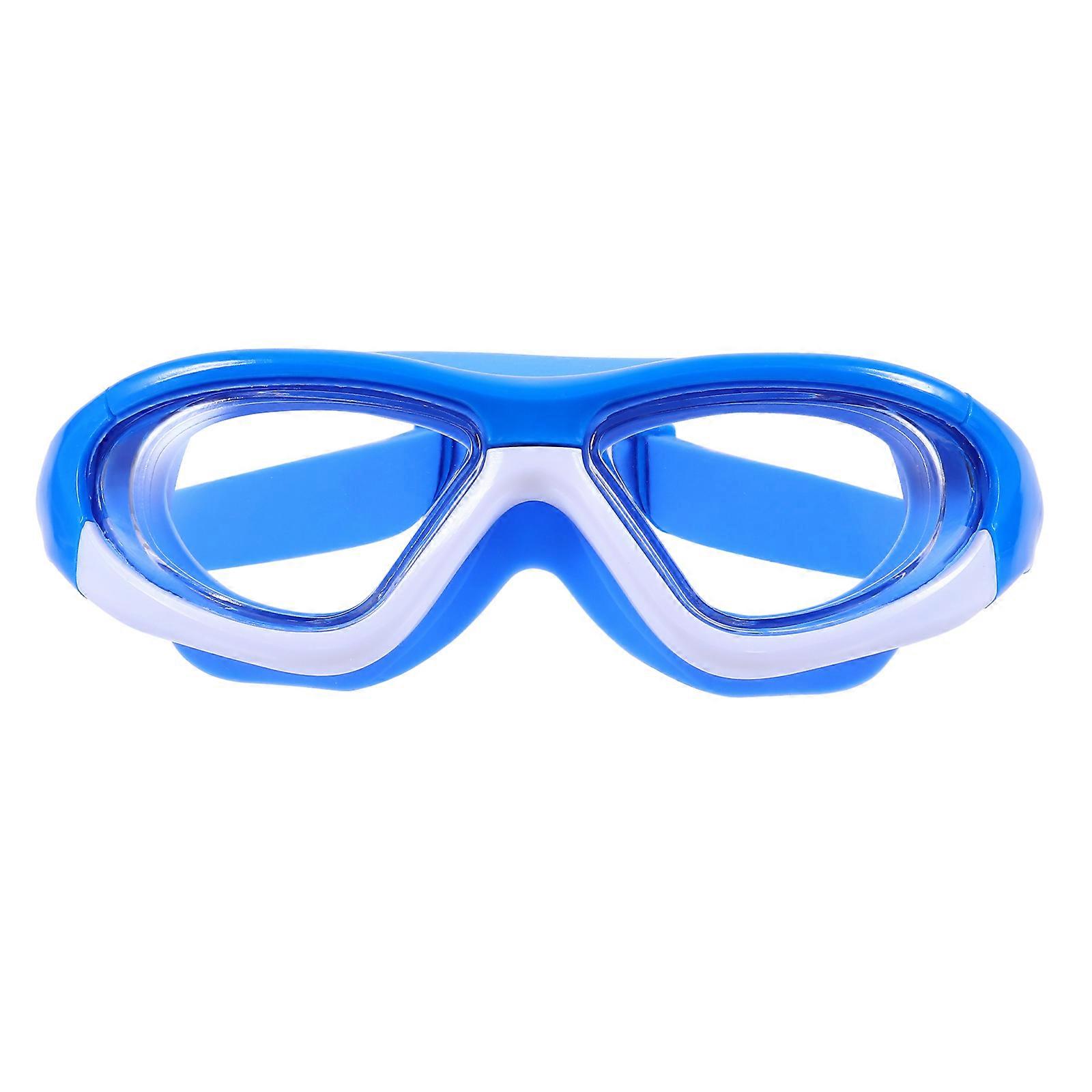Blue Swim Goggles with Anti Fog Protection for Kids Perfect Seal Adjustable Strap PC Material Fits Most Faces
