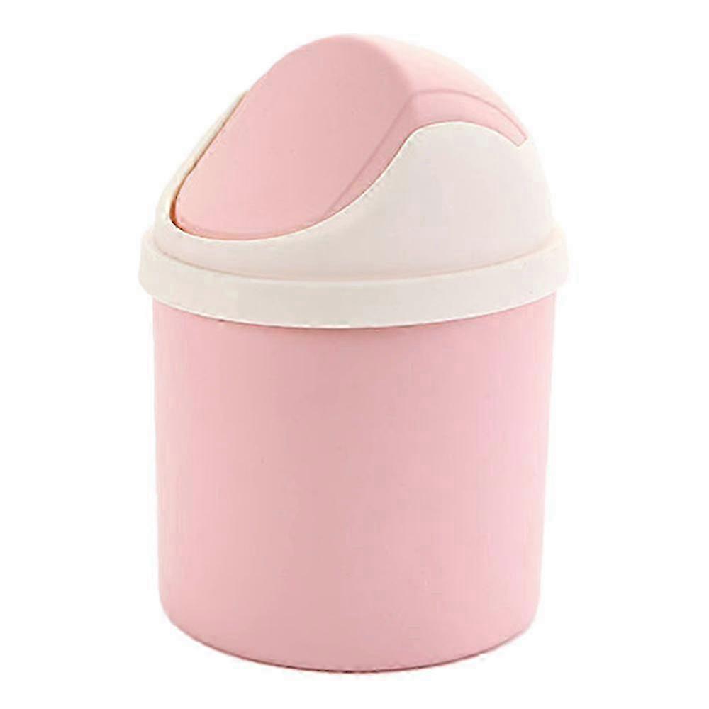 Mini Pink Plastic Wastebasket Small Desktop Trash Can