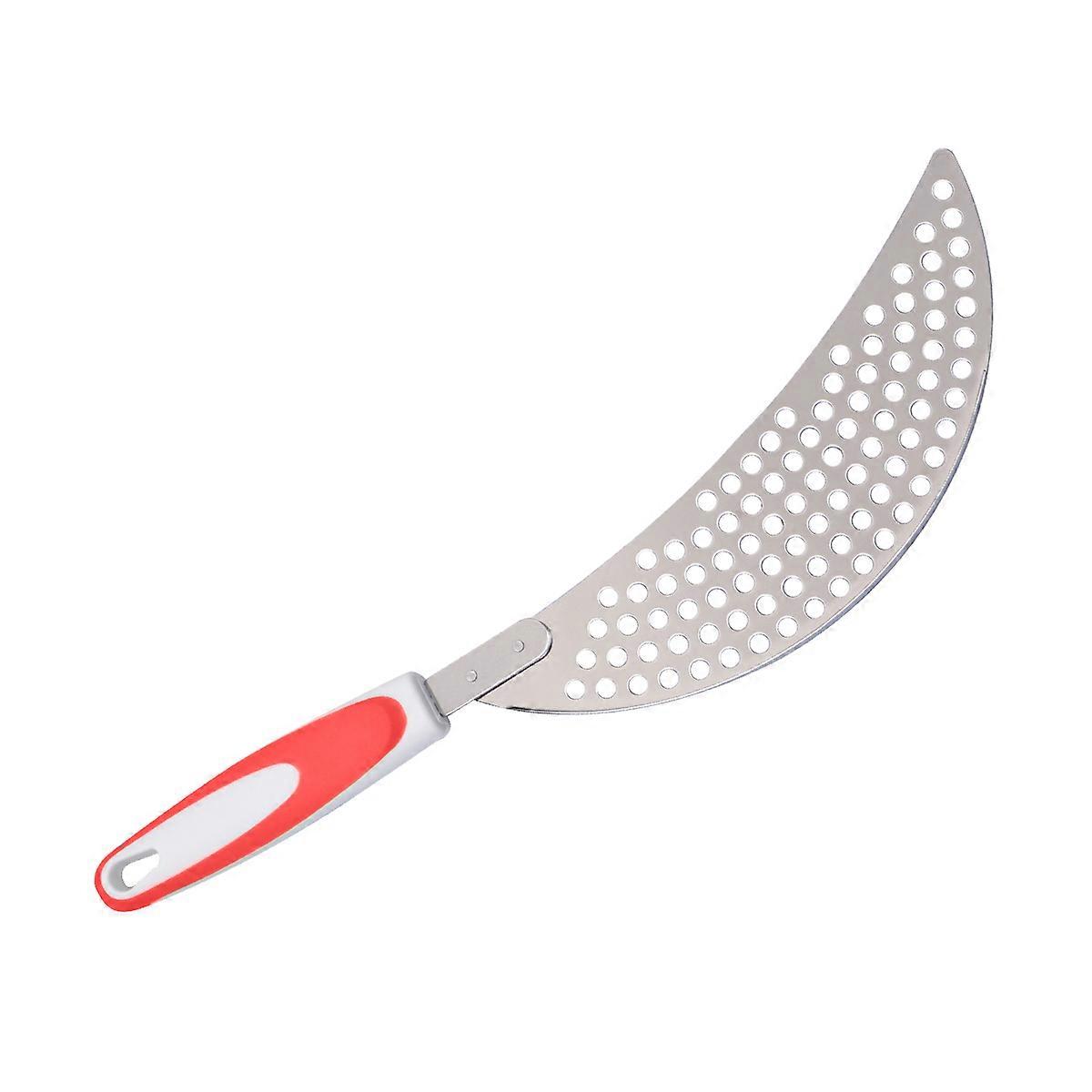 Stainless Steel Pasta Strainer with Orange Handle – Practical Draining Tool for Pasta, Rice, and More – Fits Most Pots and Pans