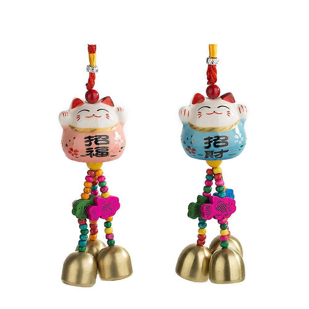 Charming Wind Chimes, Ceramic Fortune Cat for Outdoor Décor, Bring Serenity to Spaces