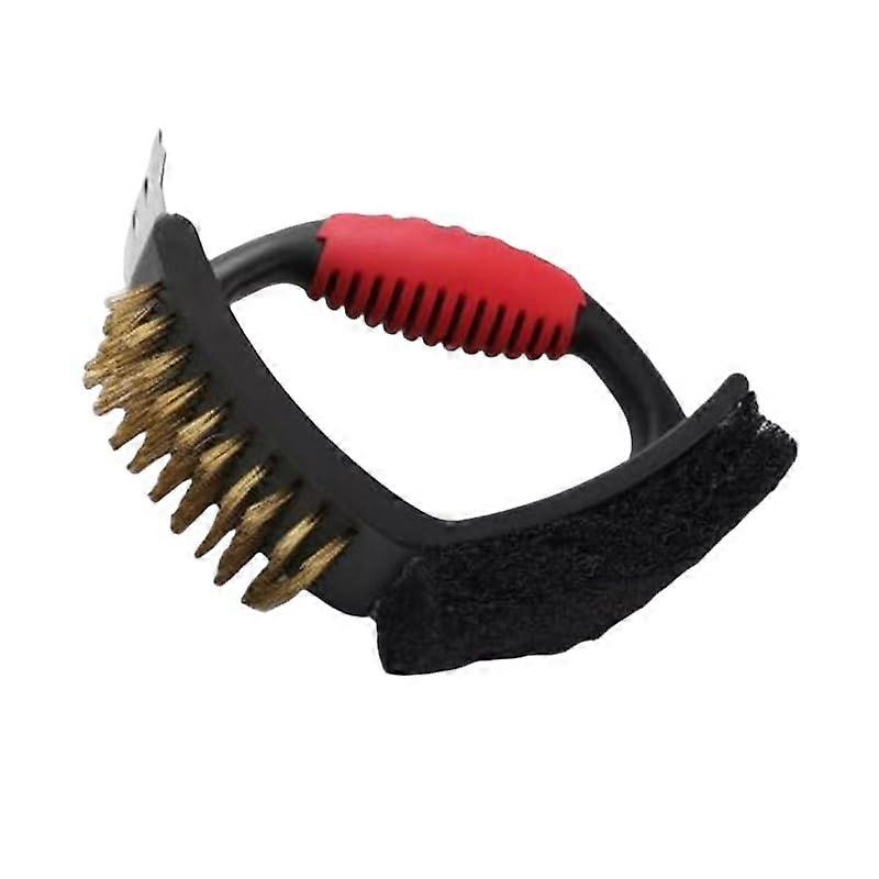 3 in 1 BBQ Grill Brush Grill Cleaner Tool Copper Wire Brush Scraper Scouring Pad Ref: 8176