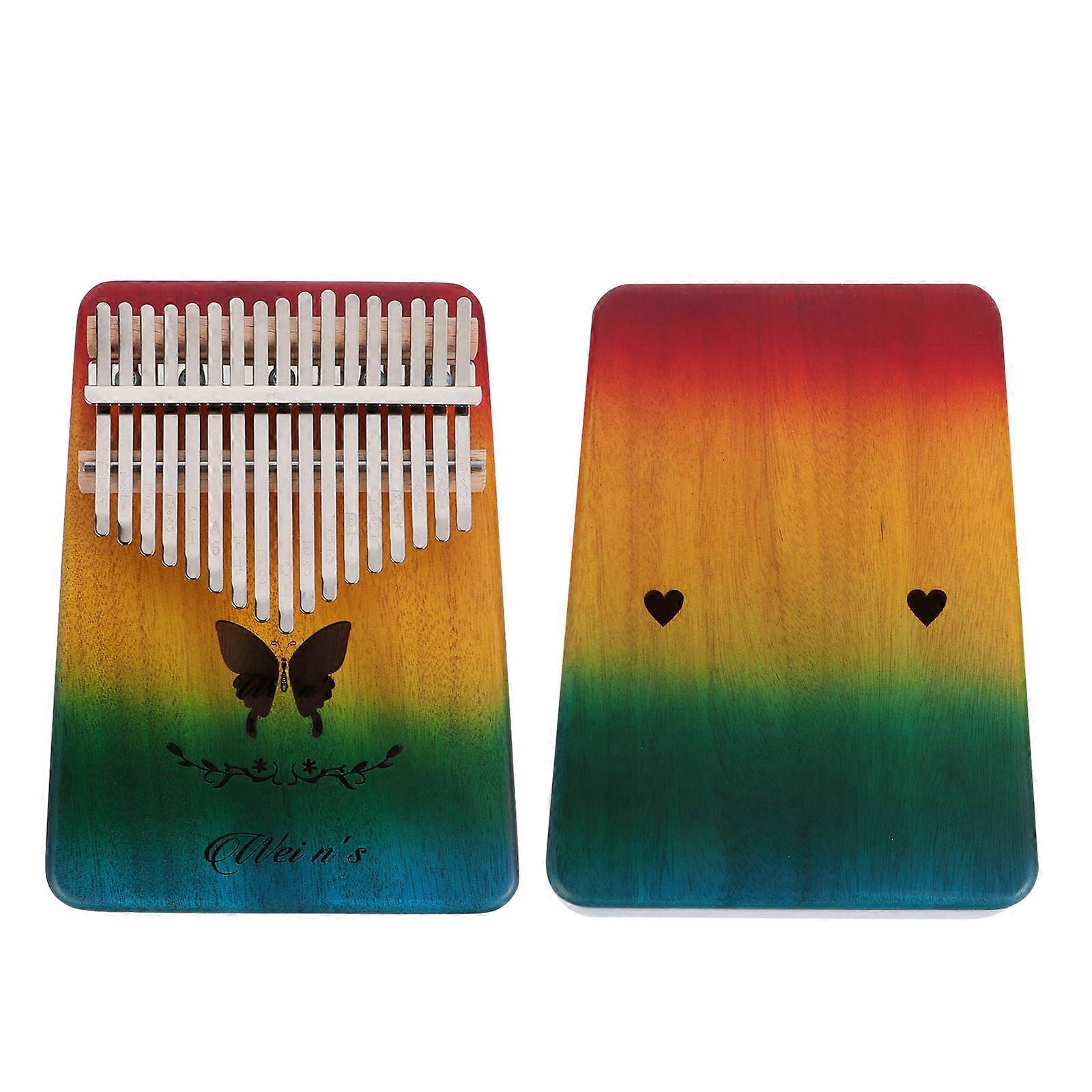 Mini Functional Instruments Thumb Piano Kalimba Adult Beginners 18X13cm Rectangular Wood 1Set