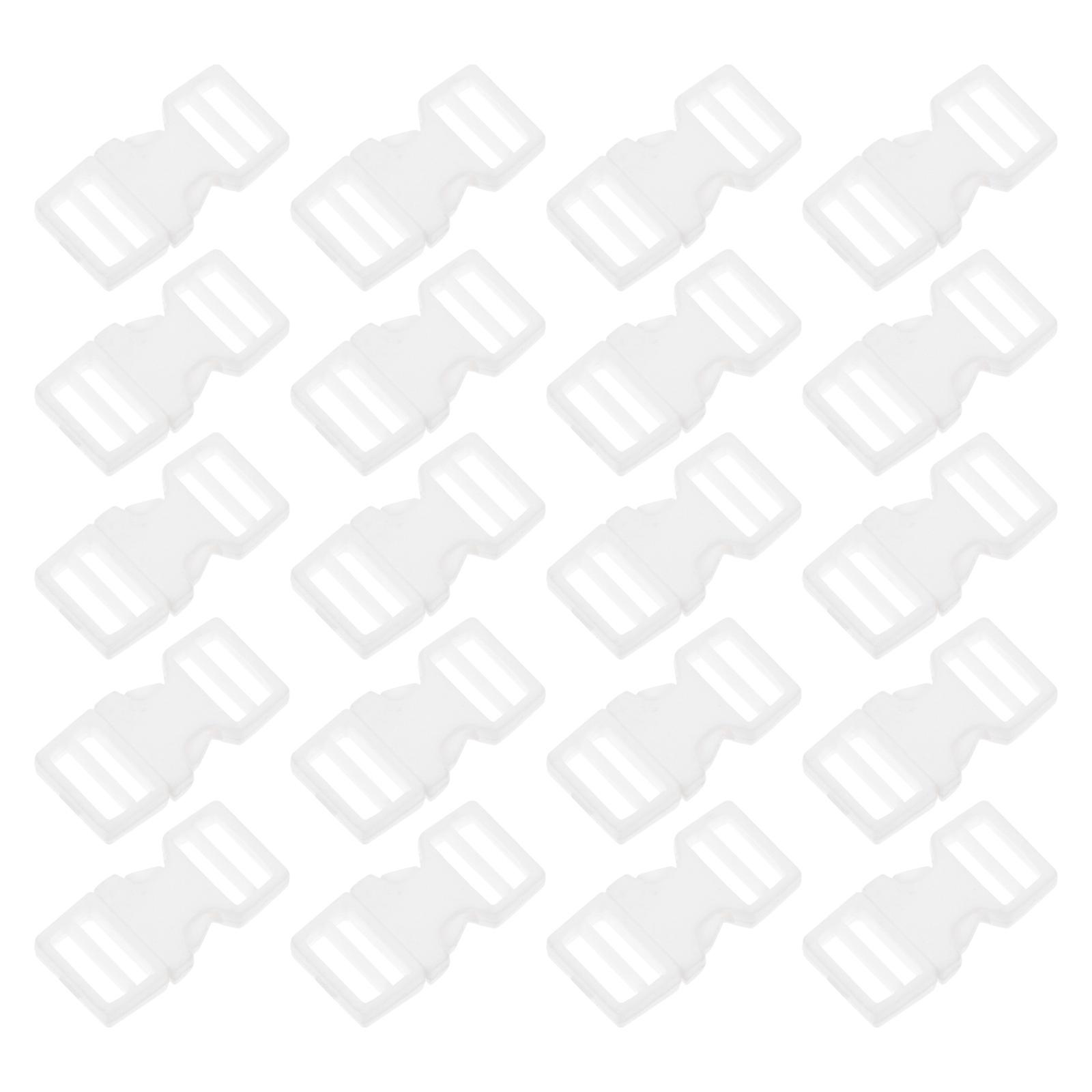 White Plastic Mini Quick Release Buckle for Decor Easy to Use and Adjust Size Fits Doll Straps 20pcs