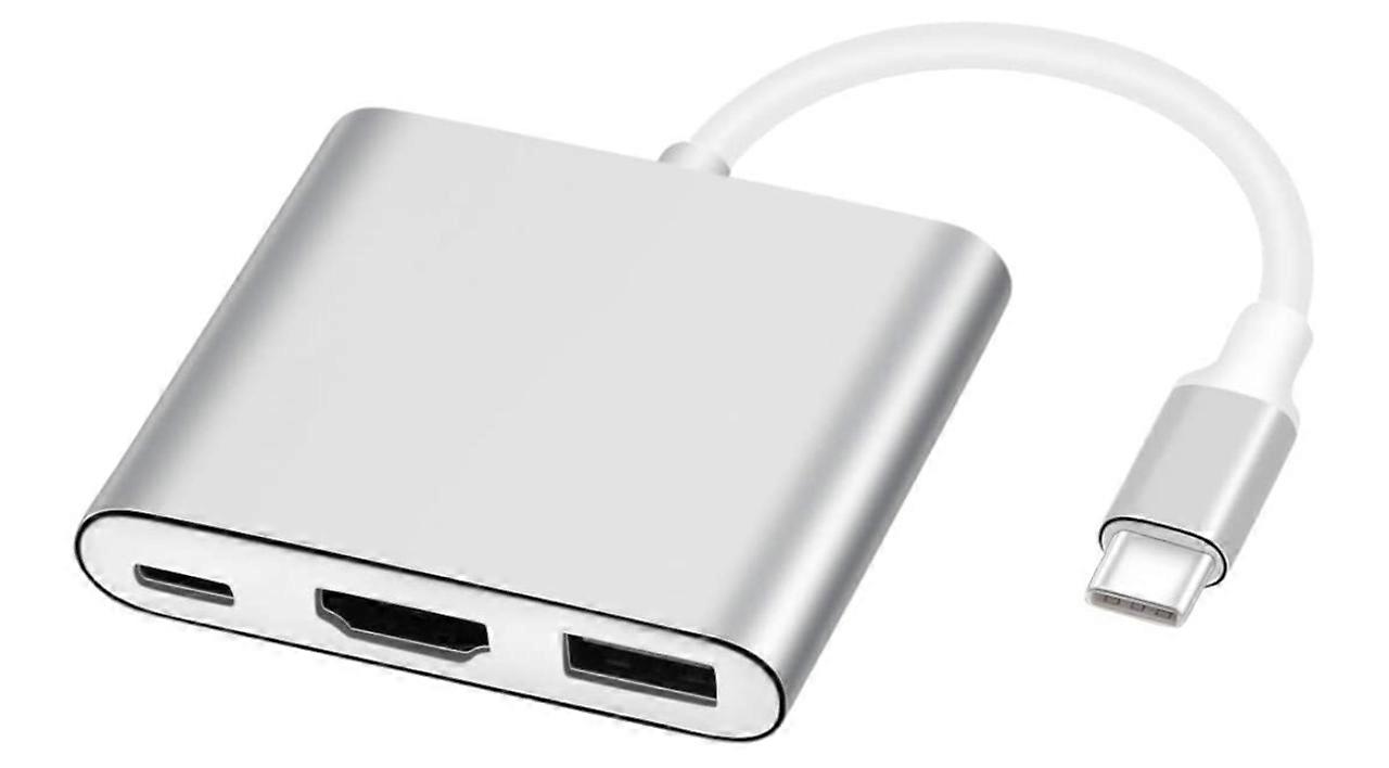 USB-C to HDMI Adapter, USB 3.1 Type C to HDMI 4K Multiport AV Converter with USB 3.0 Port Mac HDMI Adapter, white