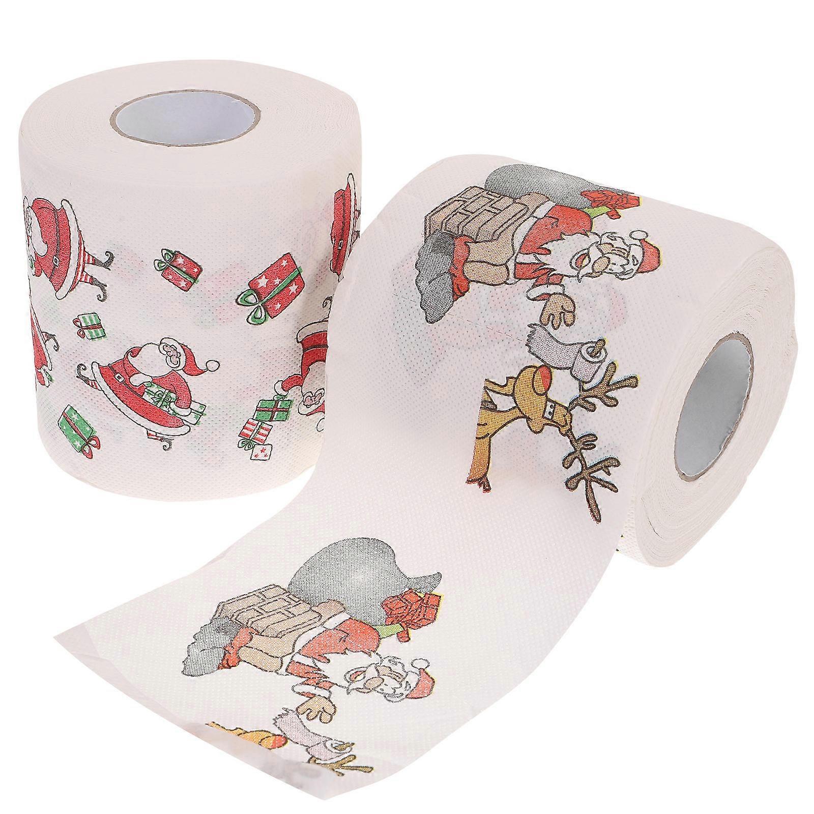 Colored Paper Strips Roll Christmas Pattern Wood Pulp Creative Roll Paper Living Room No Fiber Residue 2 Rolls