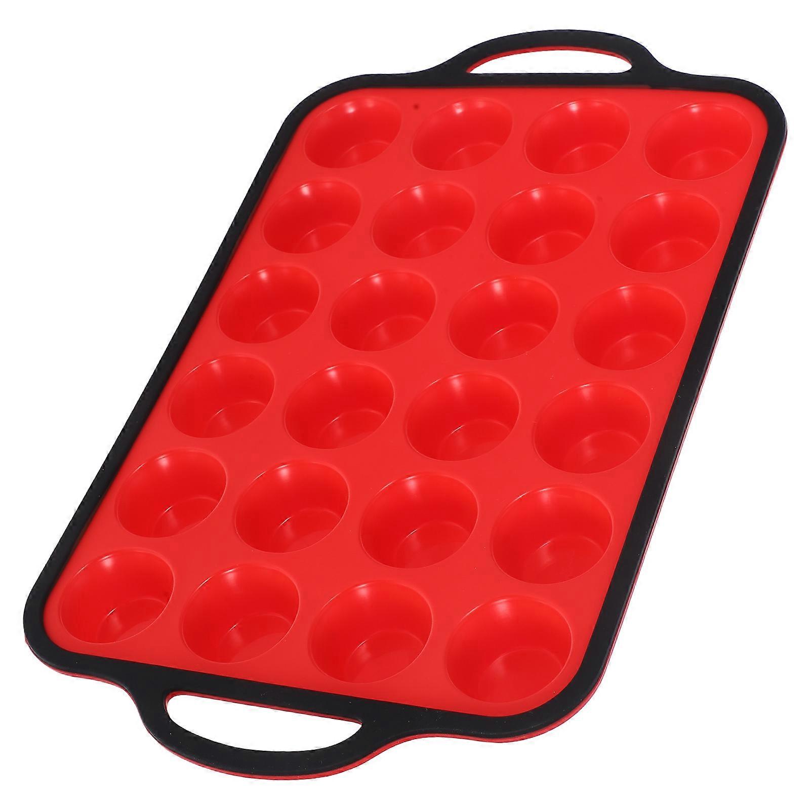 Mini moule à muffins en silicone Cuisson antiadhésive Boulangers à domicile Rouge 33 00X23 40X2 60CM Easy Release 1Pack