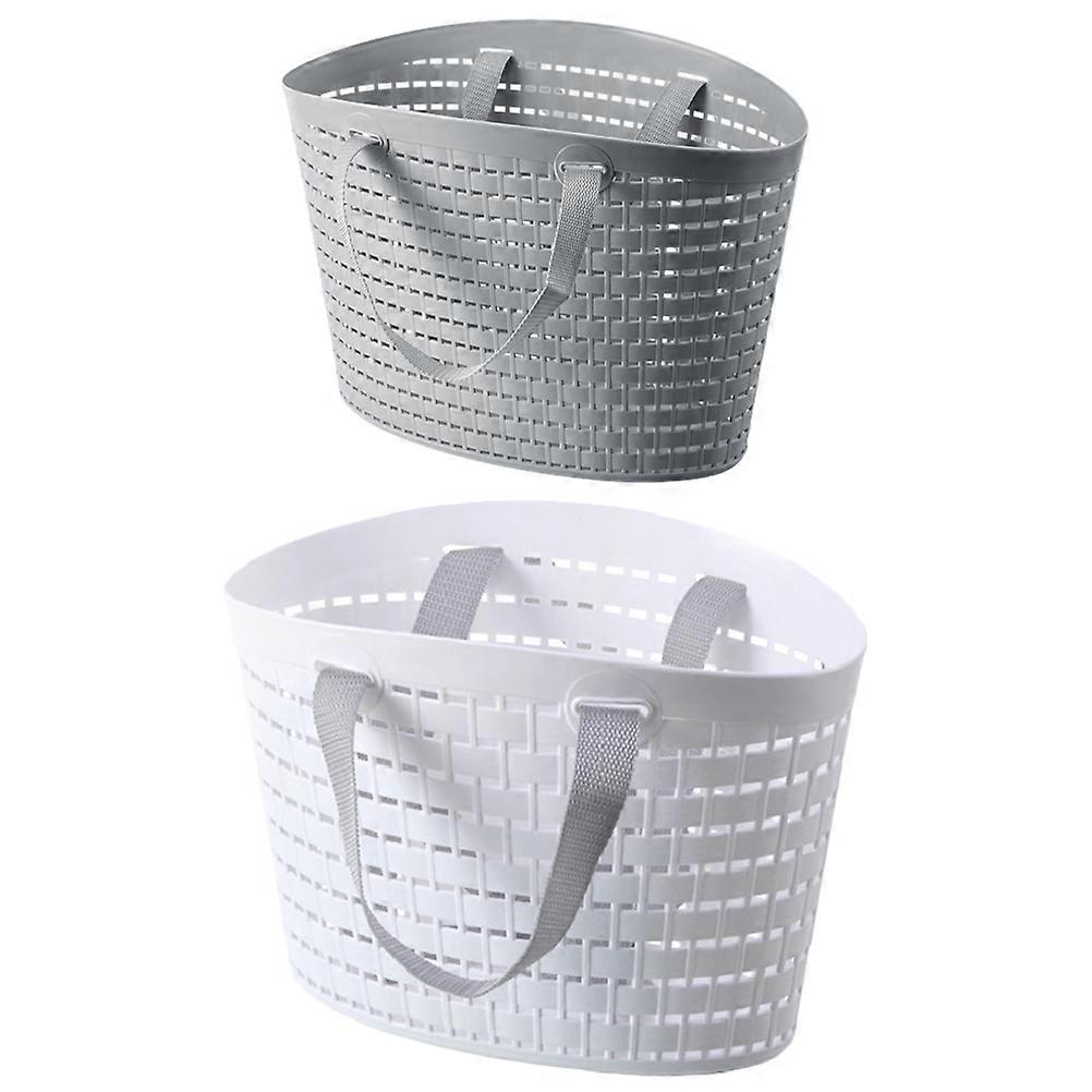 Bathroom Basket Organizer Portable Storage Solution Daily Items Container Light Grey 2Pcs
