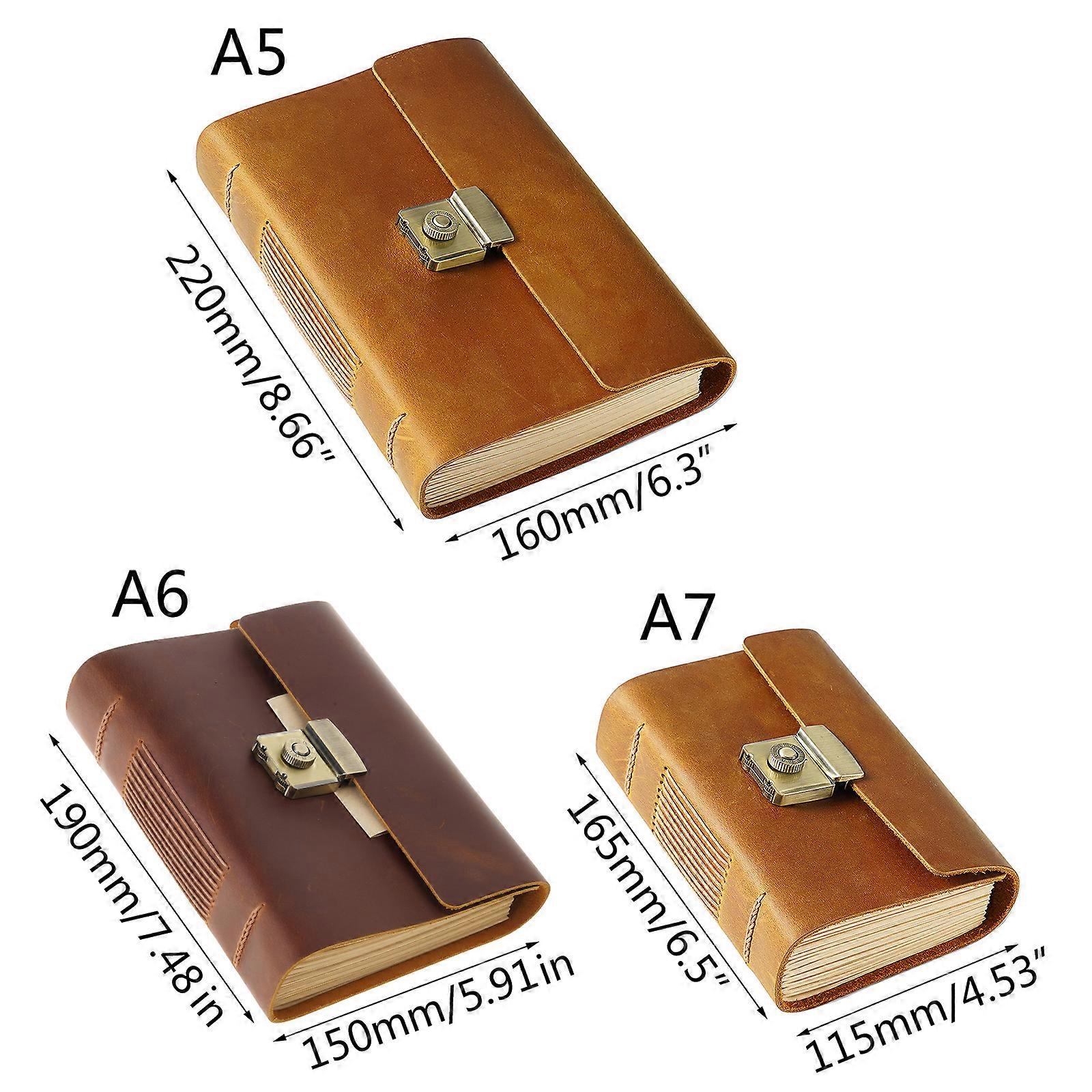 Antique Journal Writing Notebook Leather Password Lock Journal Notepad Thick Paper for Work Travel Daily Life Recording  A7
