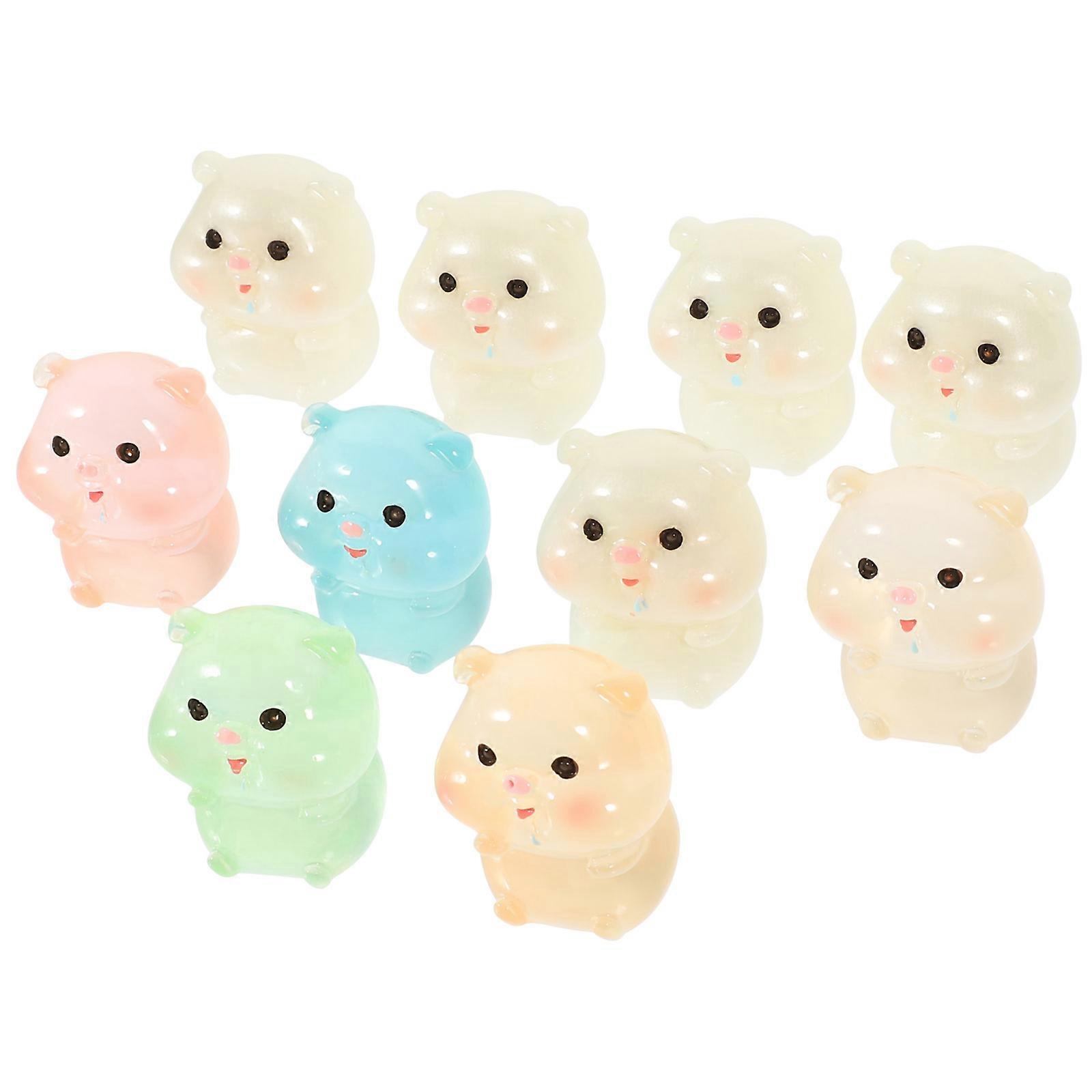 Animal Figurine Craft Miniature Pig Figurines Colorful Car Decoration Desk Ornament 10Pcs