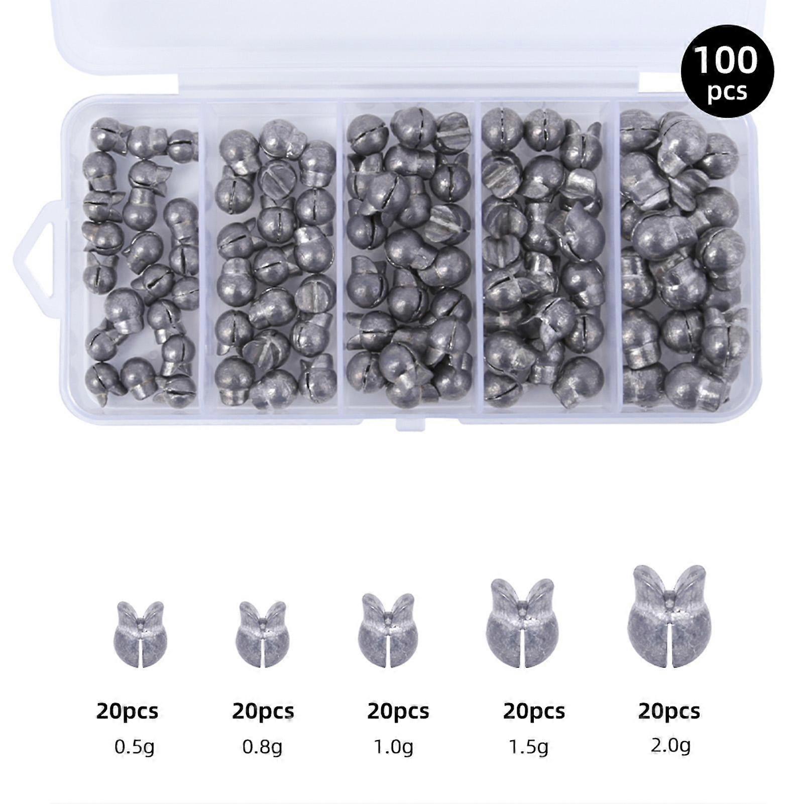 100pcs Split Shot Fishing Weight Sinkers Removable Round Fishing Line Weights for Freshwater