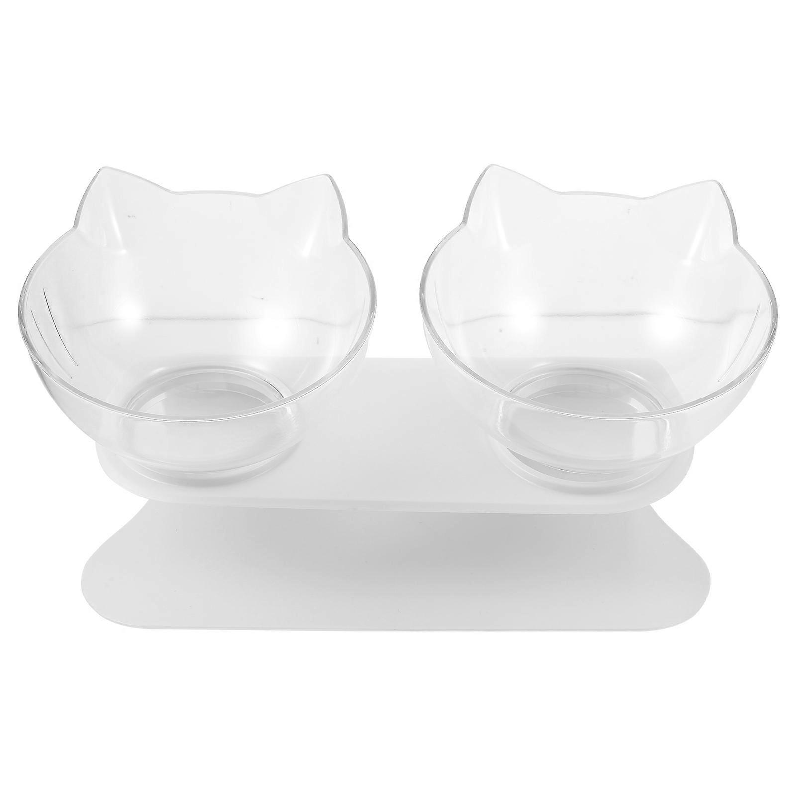 Elevated Double Pet Bowls with Cat Ear Design, Safe Water Feeder for Cats and Dogs, Easy to Clean Smooth Surface Material for Home Use