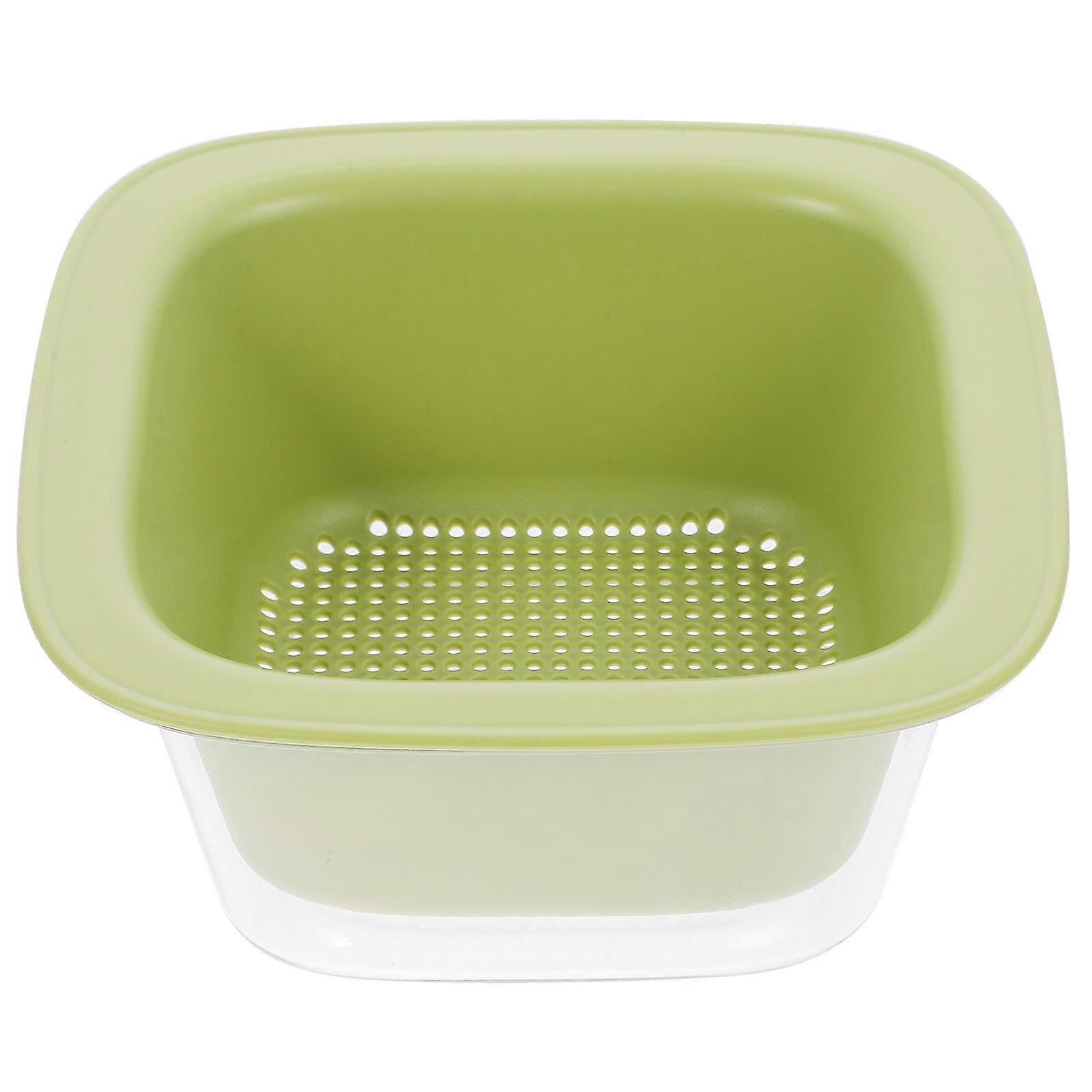 Vegetables And Fruits Washing Draining Basket For Outdoor Camping 14.50X14.50X7.00CM Green Simple Style 1 Set
