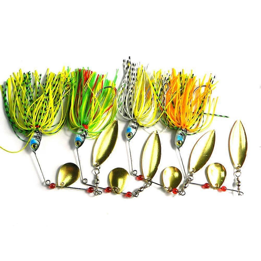 4Pcs Künstliche Angelköder Spinnerbait Hartmetall Angelköder Kit Hecht Zander Barsch Köder Köder