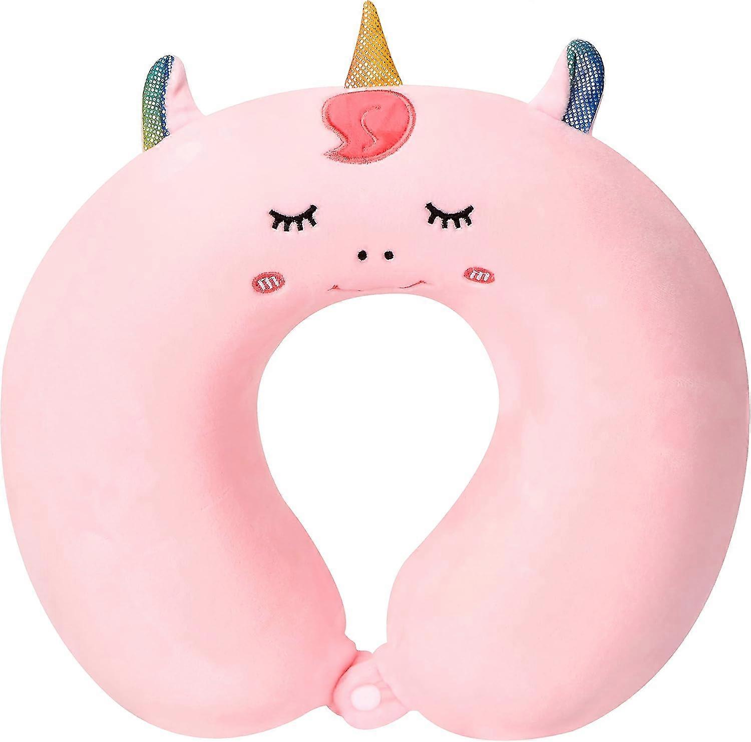 U-shaped memory foam neck pillow for children with snap buckle