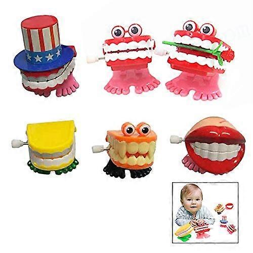 6 Pieces Teeth Clock Movement Toy Set, Wind Up Toy for Kids, Educational and Interactive Dental Design, Colorful Fun