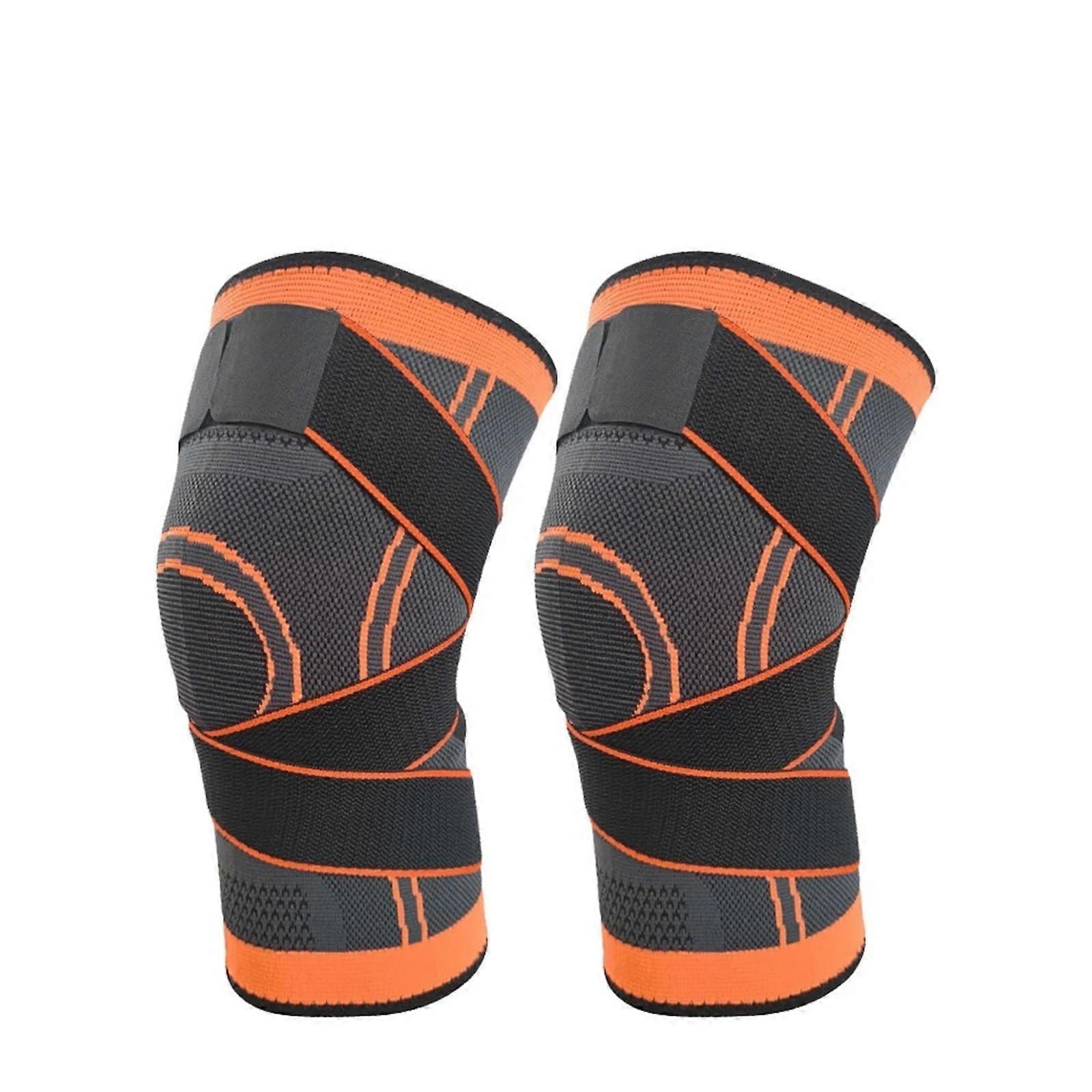 Knee Pads For Sports, Elastic Knee Pad Set, Double Pack For Basketball And Volleyball, Size XXXL, Orange