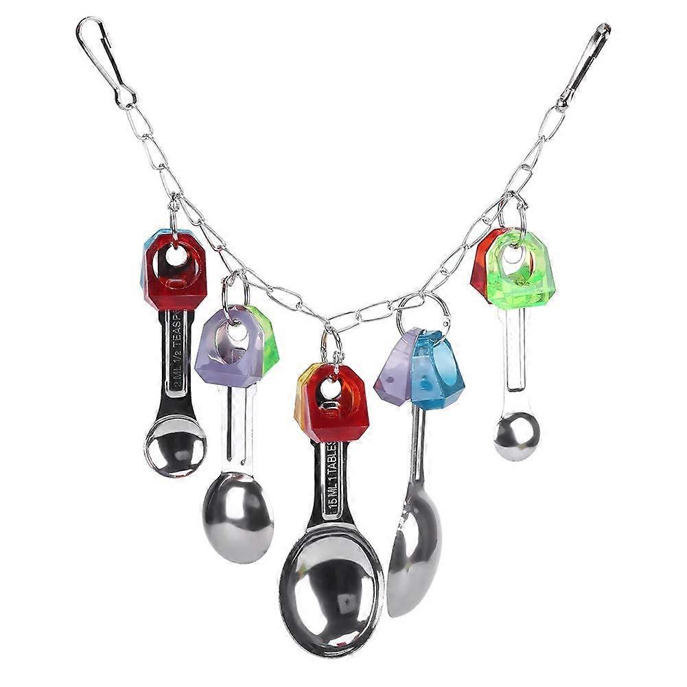 Bird Chew Toy for Parrots and Macaws, Colorful Plastic Cage Hanging Decoration with Bell for Love Birds and Canaries