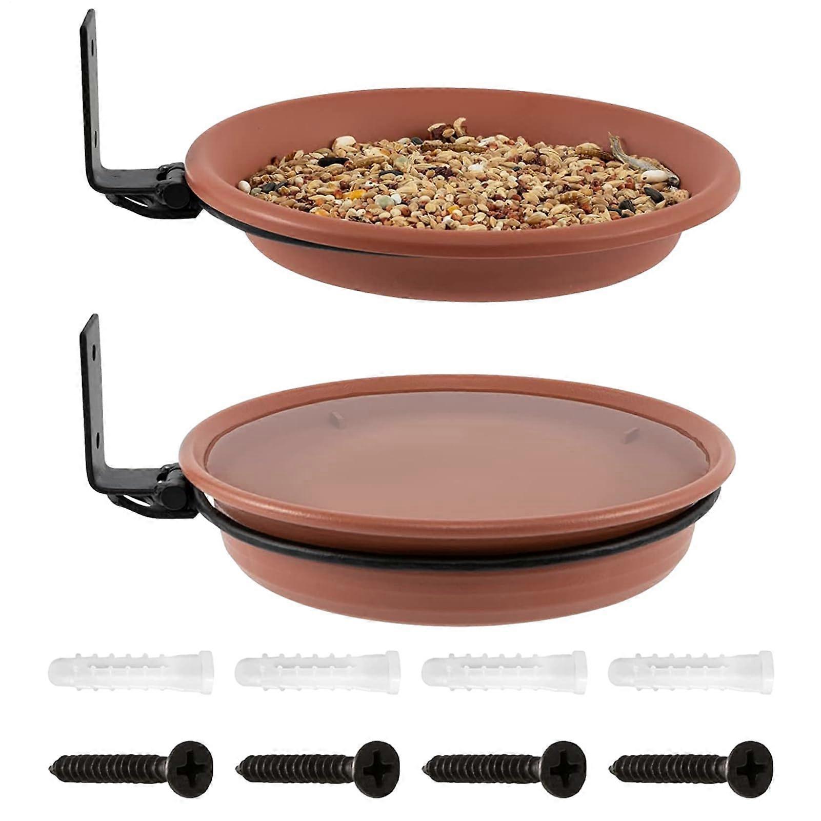 Bird feeder station with tree mount double bird trays heavy iron stand for fence, wall, tree