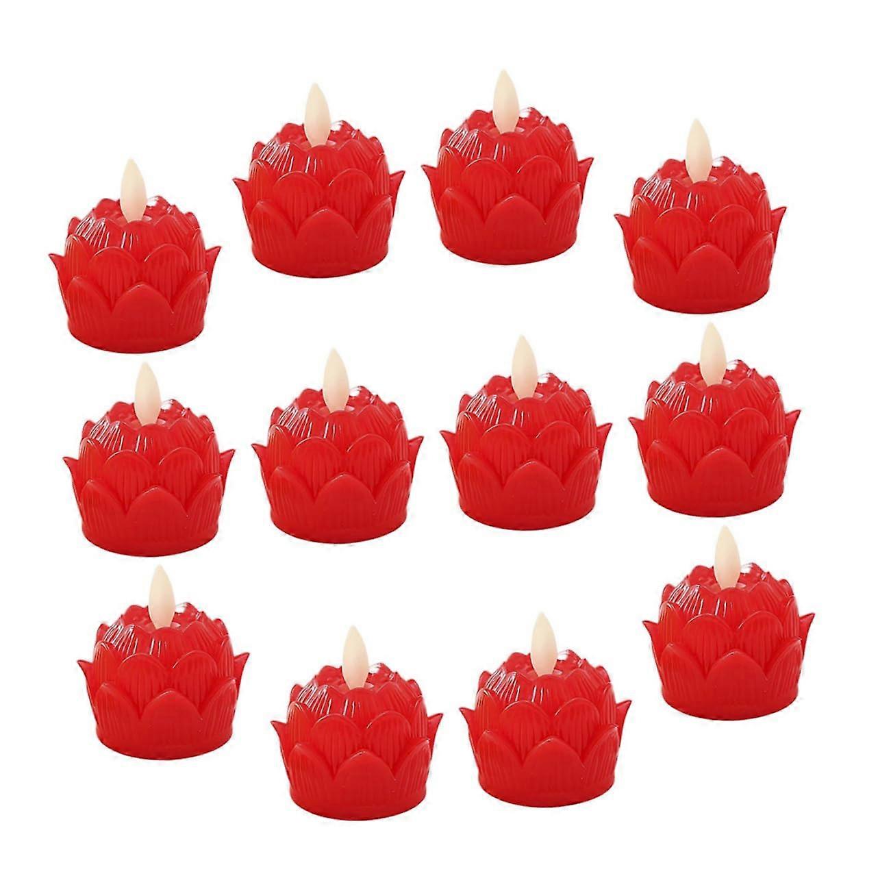 Electronic Candles in Realistic Lotus Shape, Votive Candles for Decoration, Pack of 12, Flameless Candles, No Fire