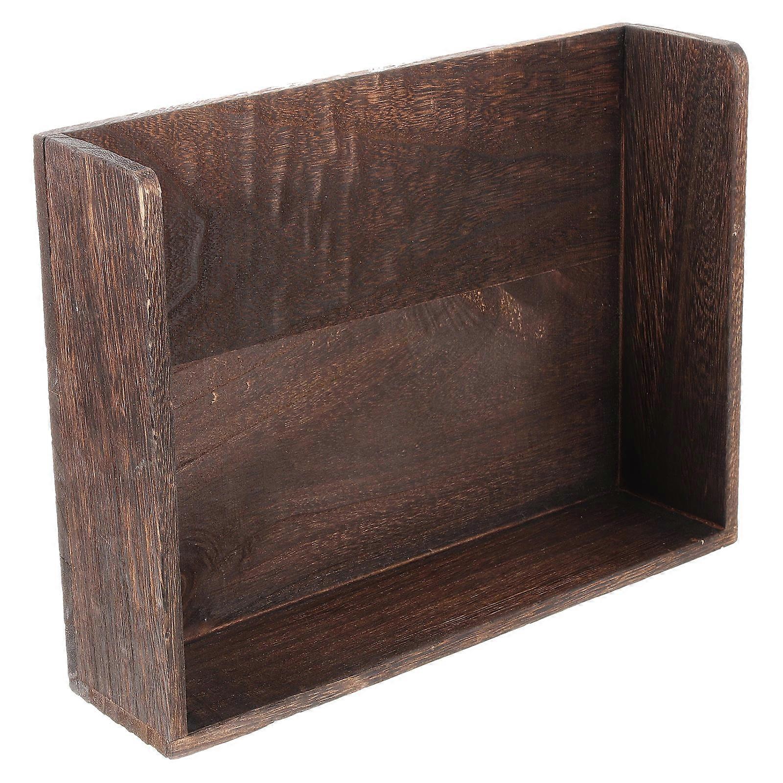 Document Tray Multi-Function Desk Organizer Rectangular Wood For Home And Office Storage 1Pcs