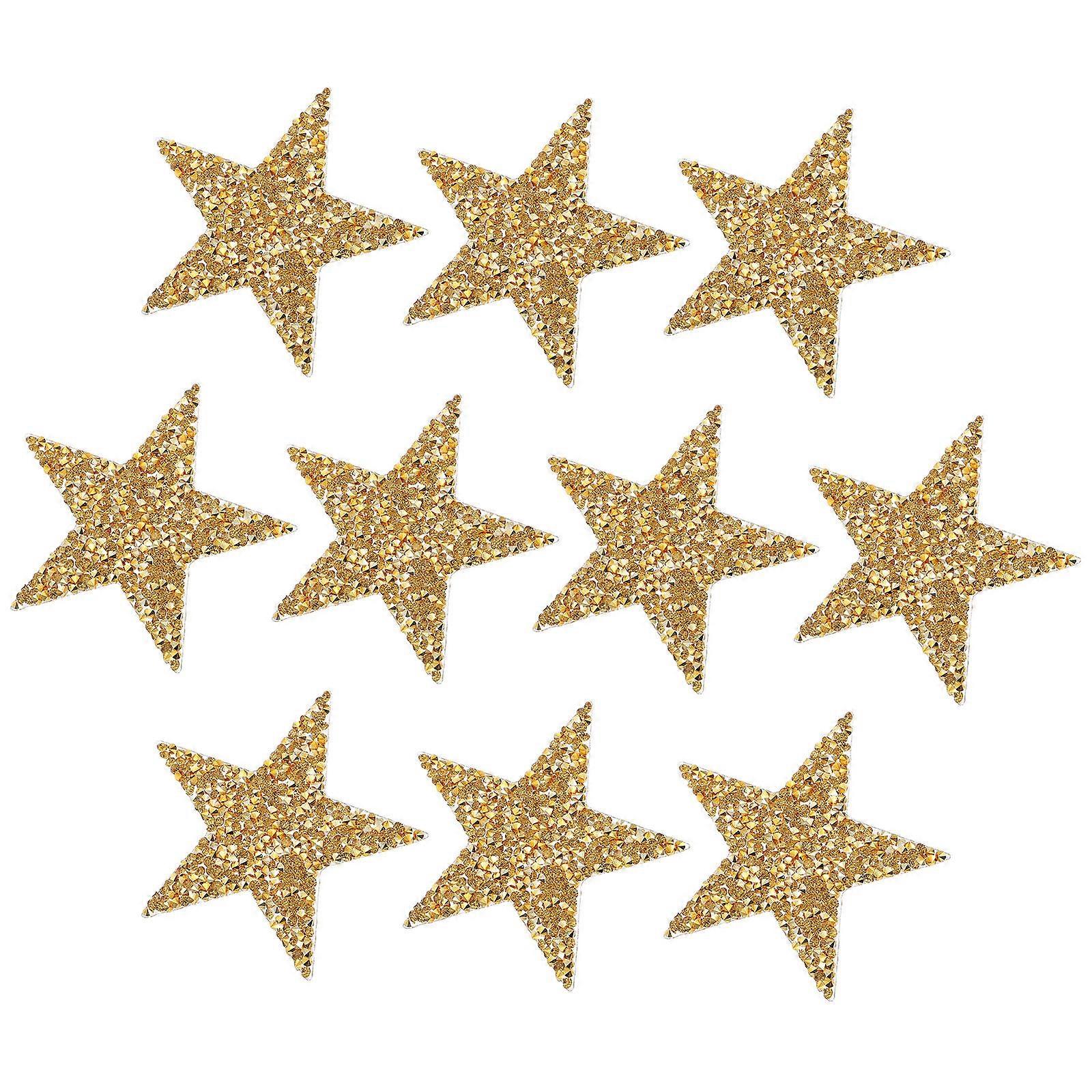 10pcs Sparkly Rhinestone Stars Elegant Iron On Applique Patches