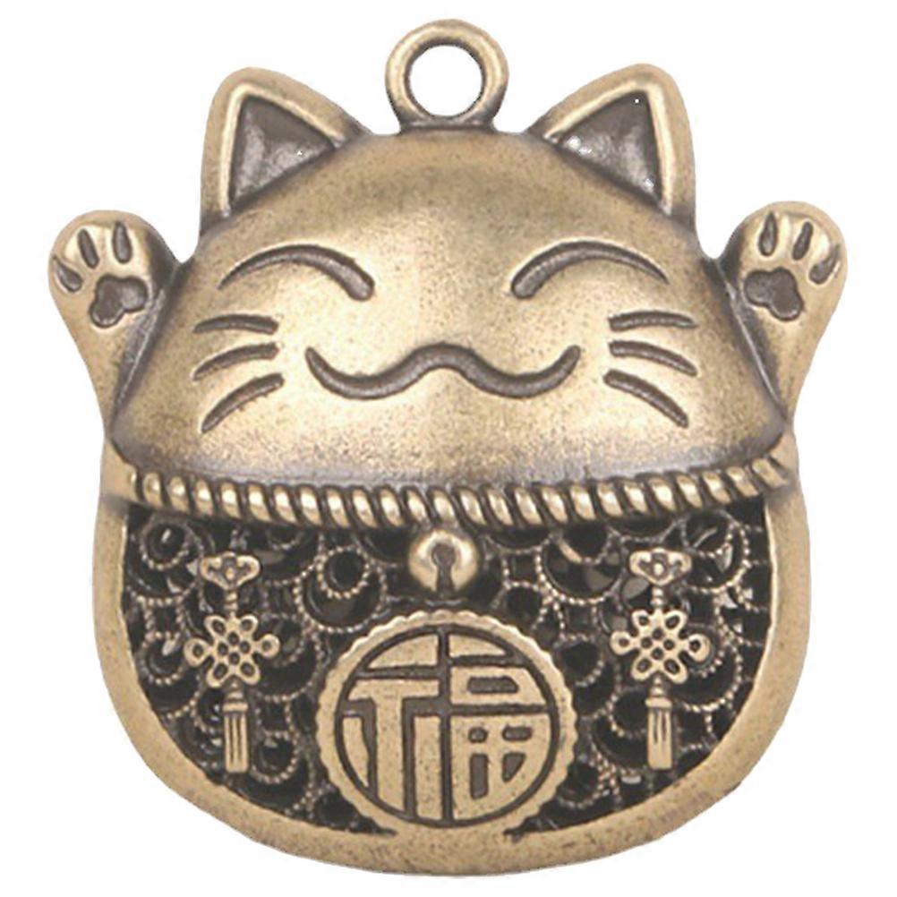 Retro Brass Fortune Cat Charm Keychain Pendant for Keyring Bag Necklace DIY Ornament for Prosperity and Luck