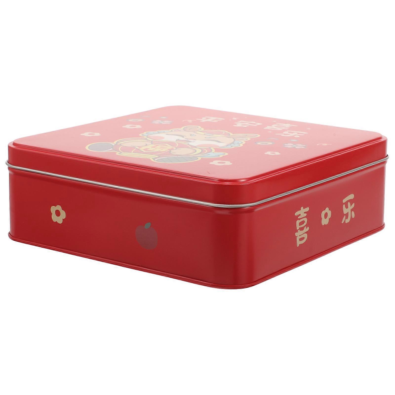 New Year Iron Box Holiday Treat Boxes Home Decoration Bright Color Snacks Wrapping Boxes 1Pack