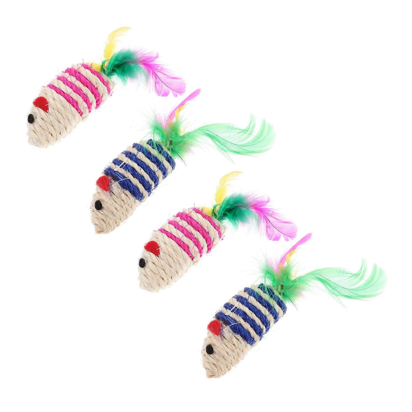 4 pieces cat toys mice interactive promotes activity and play for cats
