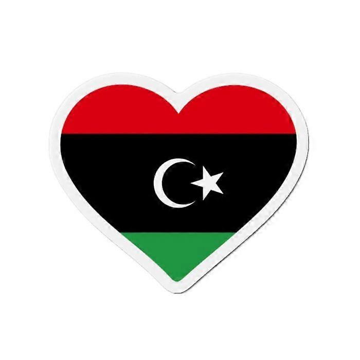 Libya Flag Heart Magnet - Multicolored - 8 cm - 50 pieces - Synthetic resin - Unisex