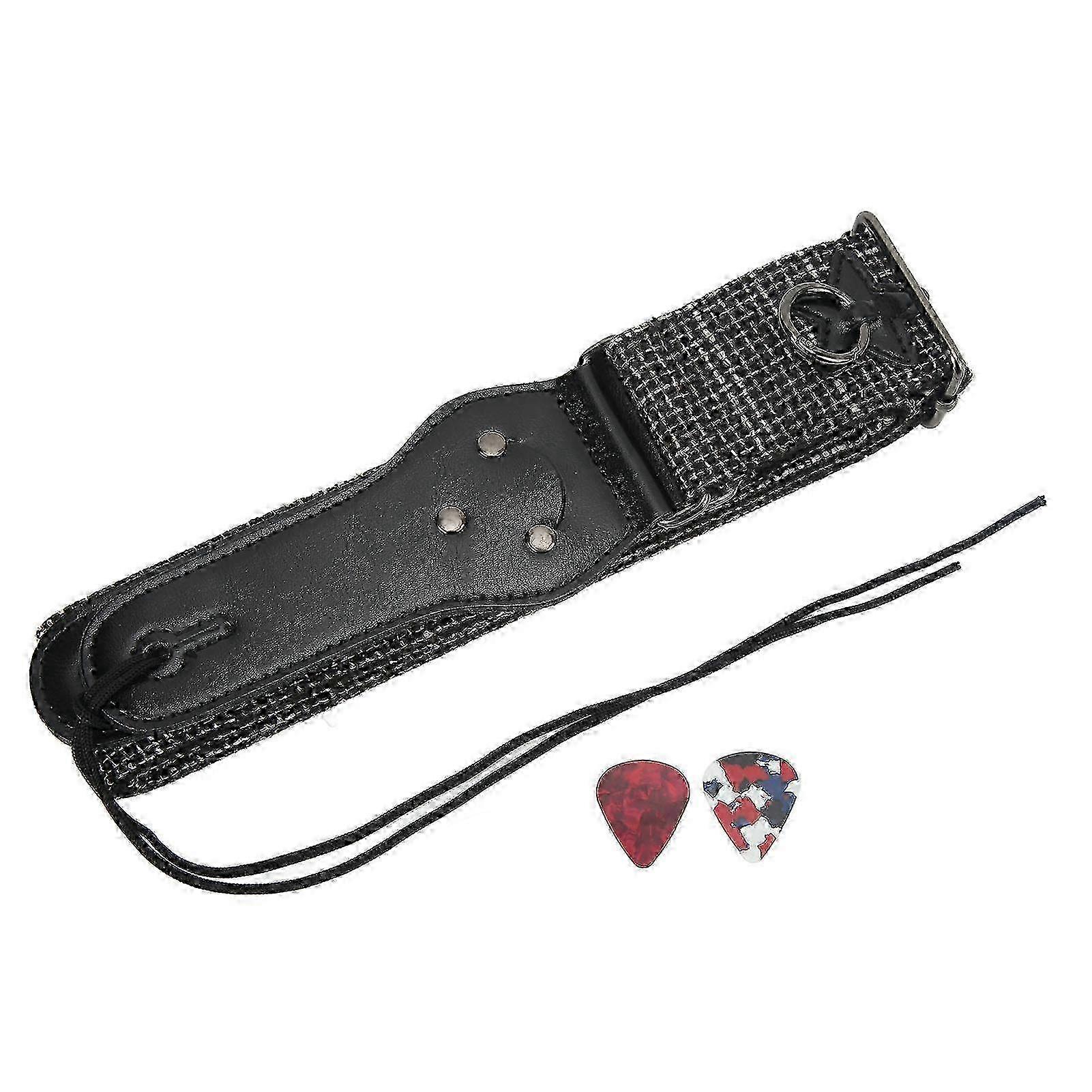 2025 Guitar Strap Comfortable Easy Installation Portable Fully Fix Accessories with Guitar Picks Dense Checkered Pattern