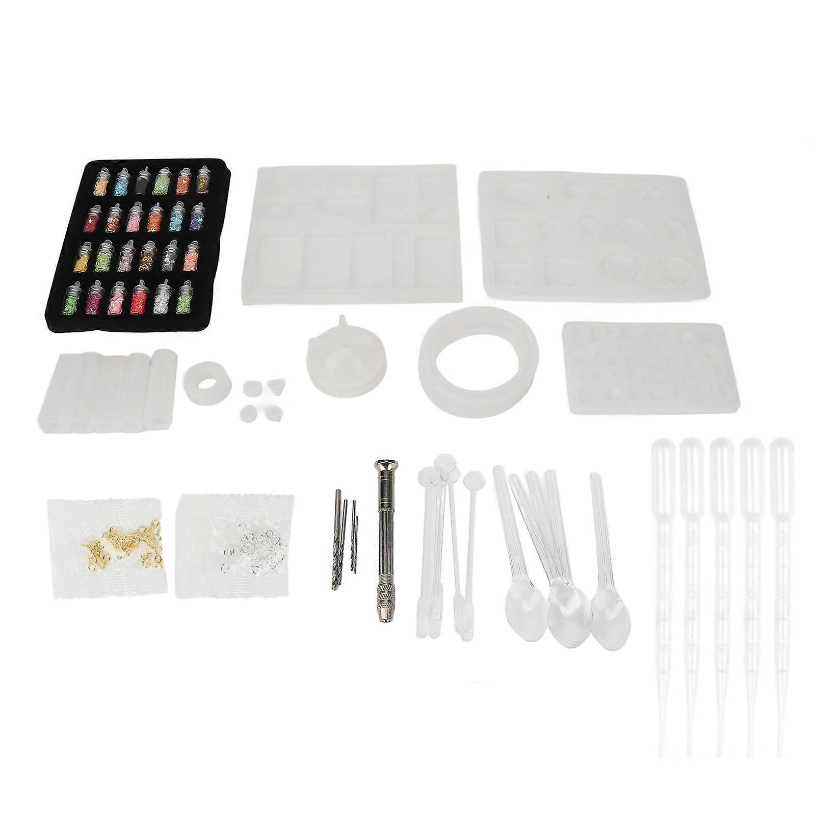 Silicone DIY Molds Set Different Shapes Sequins Pendant Casting Making Molds with Screw Eyes