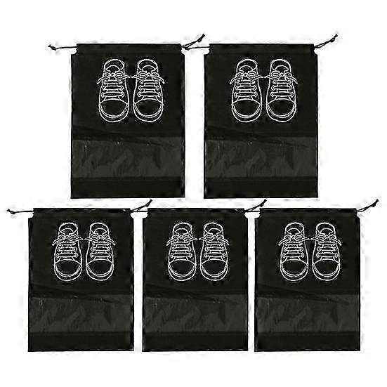 5 Pcs Portable Shoe Bags with Printing - Waterproof, Dust-Proof Non-Woven Fabric Storage with Drawstring Closure for Multi-Function Use