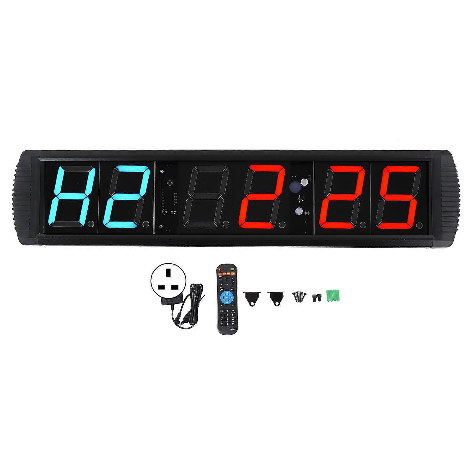 4in LED Gym Timer with Remote Control Countdown Interval Workout Training Clock 100‑240V UK Plug