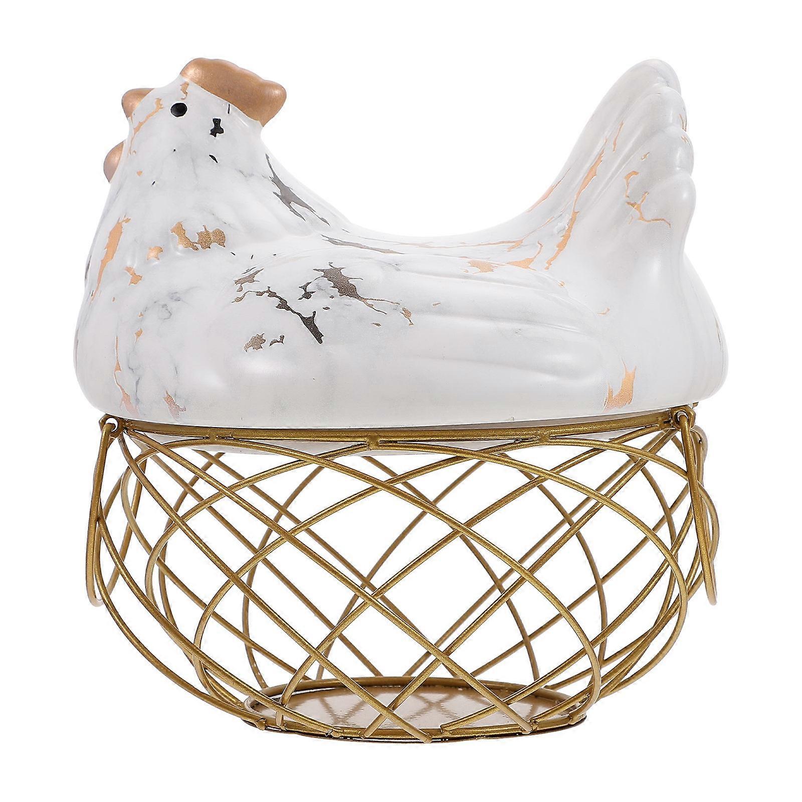 1Pc Hen Shaped Iron Storage Basket Versatile Egg and Fruit Organizer
