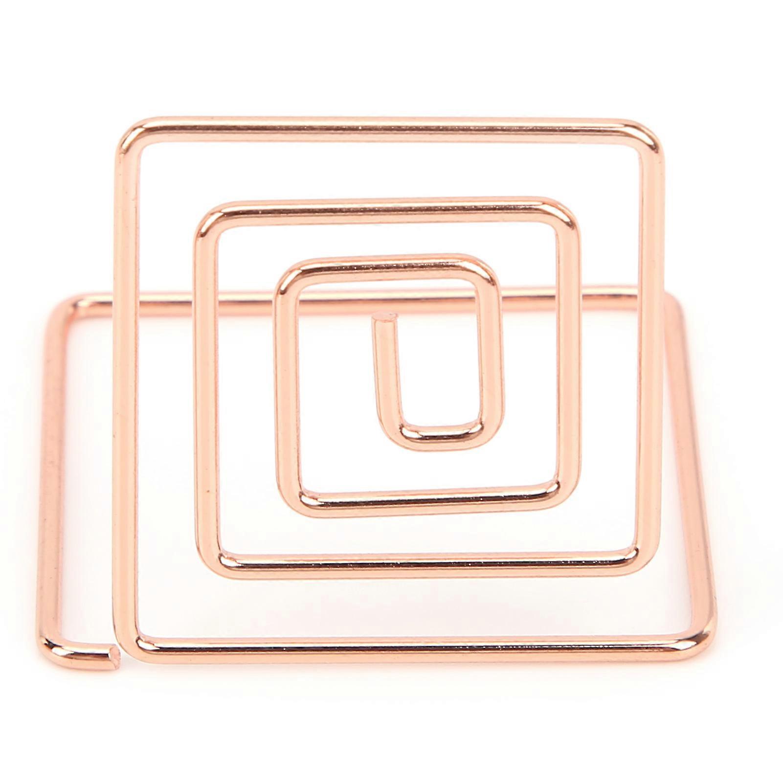 10Pcs Business Card Holder Mini Cute Metal Desktop Message Display Stand for Table Number Photo Memo BanknoteRose Gold