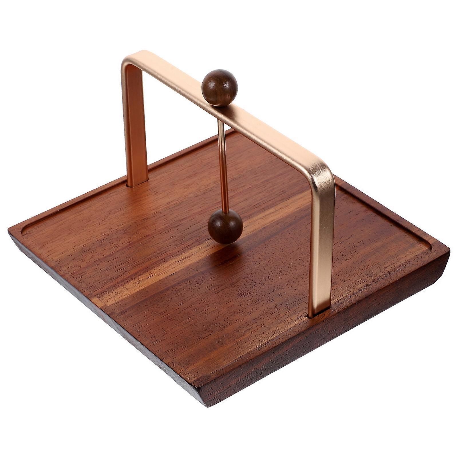 Wooden and Metal Napkin Holder for Paper Napkins Brown Large Capacity Storage Stable and Practical Square Shaped