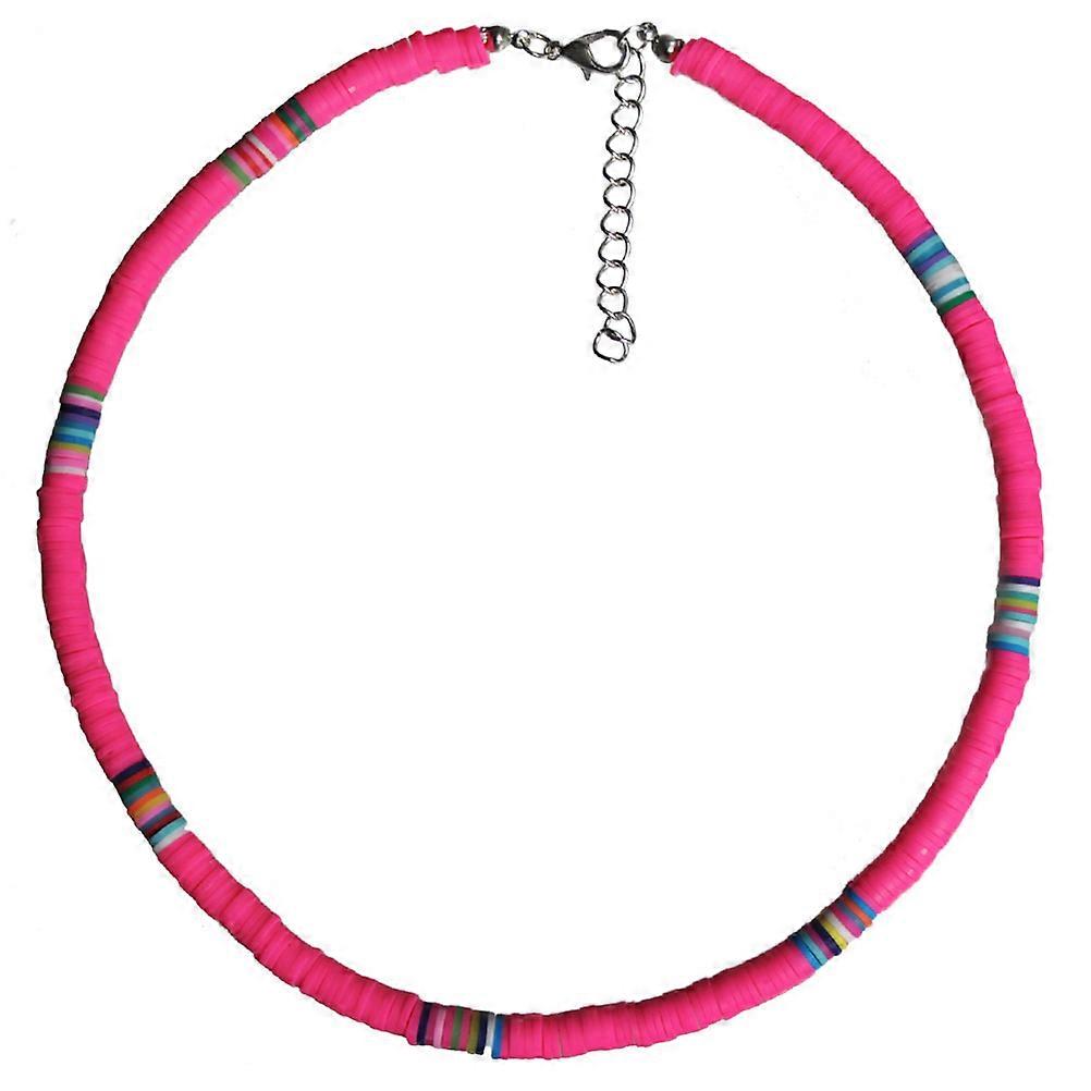 Clay and Alloy Necklace with Rosy Color Perfect for Beach and Decoration 6mm