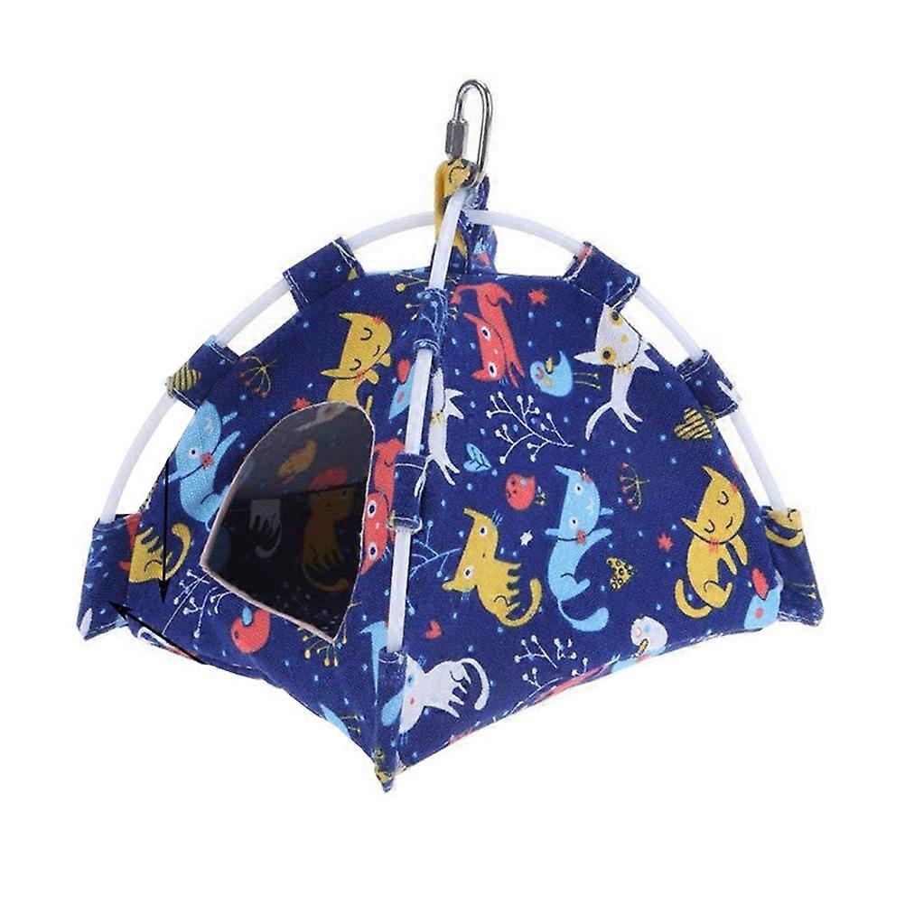 Blue Cartoon Bird Tent Canvas House for Parrots Small Animal Bed Without Cushion, Warm & Comfortable Pet Supplies