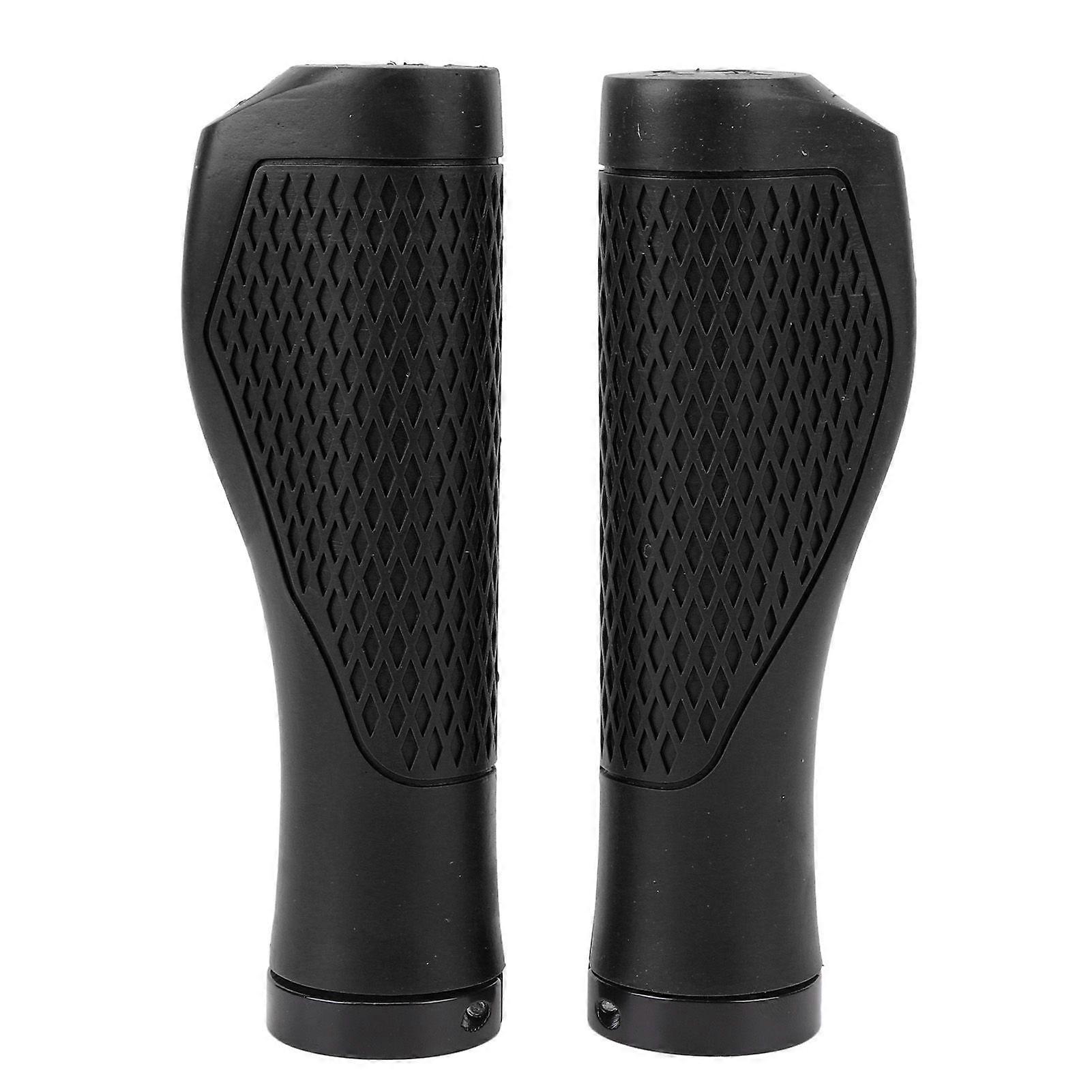 Pair of Cycling Handlebar Grips Rubber Anti Slip Shock Absorbing Ergonomic Cycle Locking Handle Grips Black