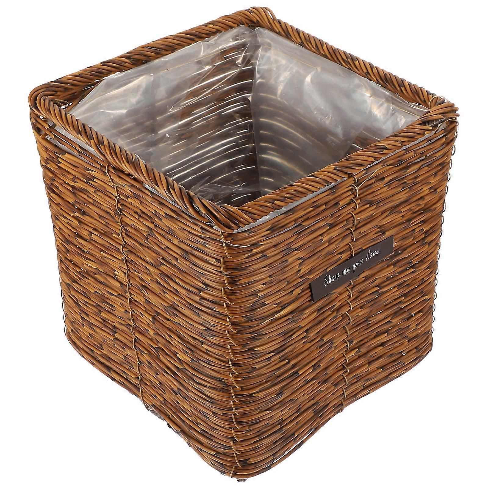 Coffee Plastic Decorative Basket for Storage Perfect for Home and Office Organization 12.5 x 8.5 x 9 Inches
