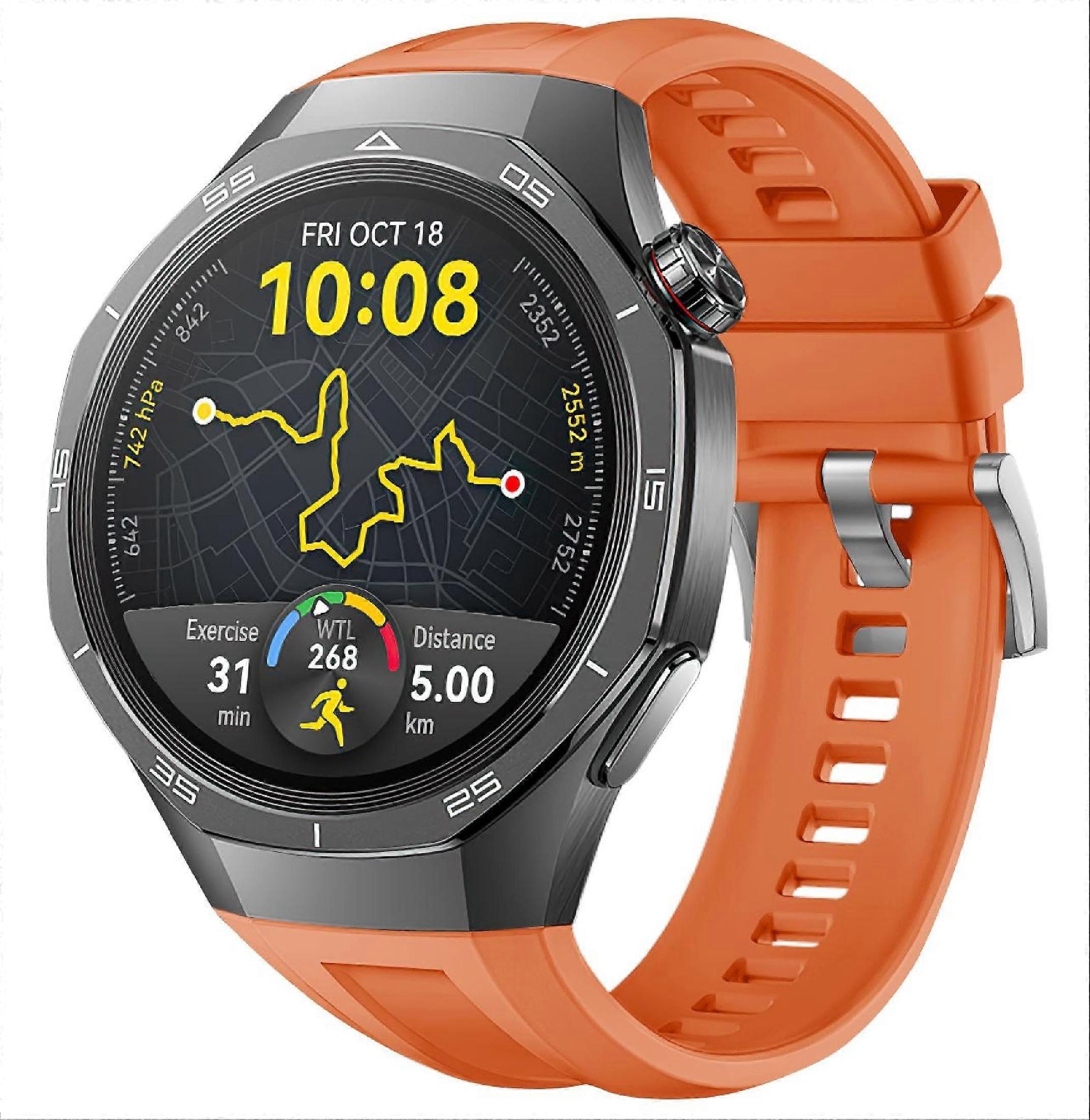 Strap Compatible with Huawei Watch GT 5 Pro 46 mm Soft Silicone Strap Wear-Resistant Breathable Replacement Strap Orange