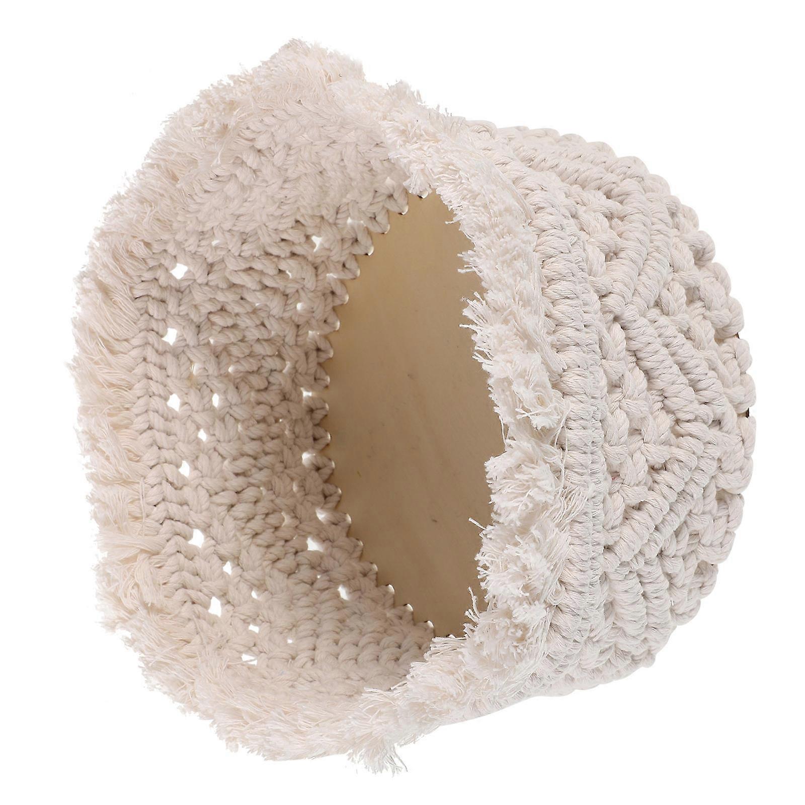 Woven Cotton Rope Storage Basket Beige for Storage Featuring Space-Saving Collapsible Function