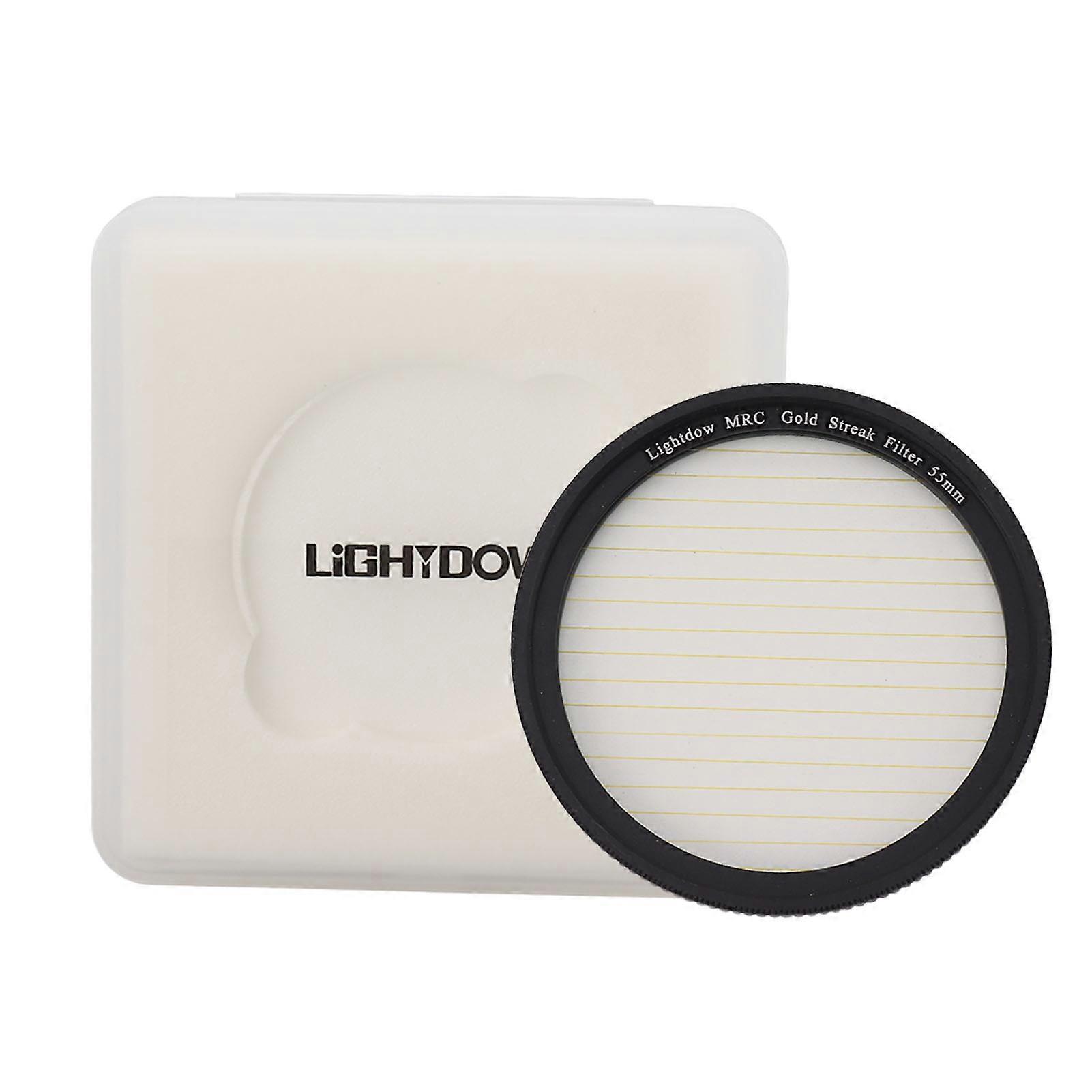 Gold Streak Filter Light Flare Effect Filter Optical Glass Camera Lens Filter with Case for Photography Nightshoot 55mm