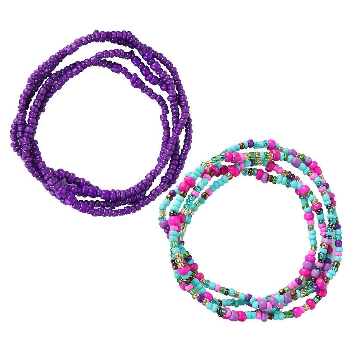 Perlenglasschmuck-Set lila Farbe Leichte und langlebige Perlenarmbänder für 2