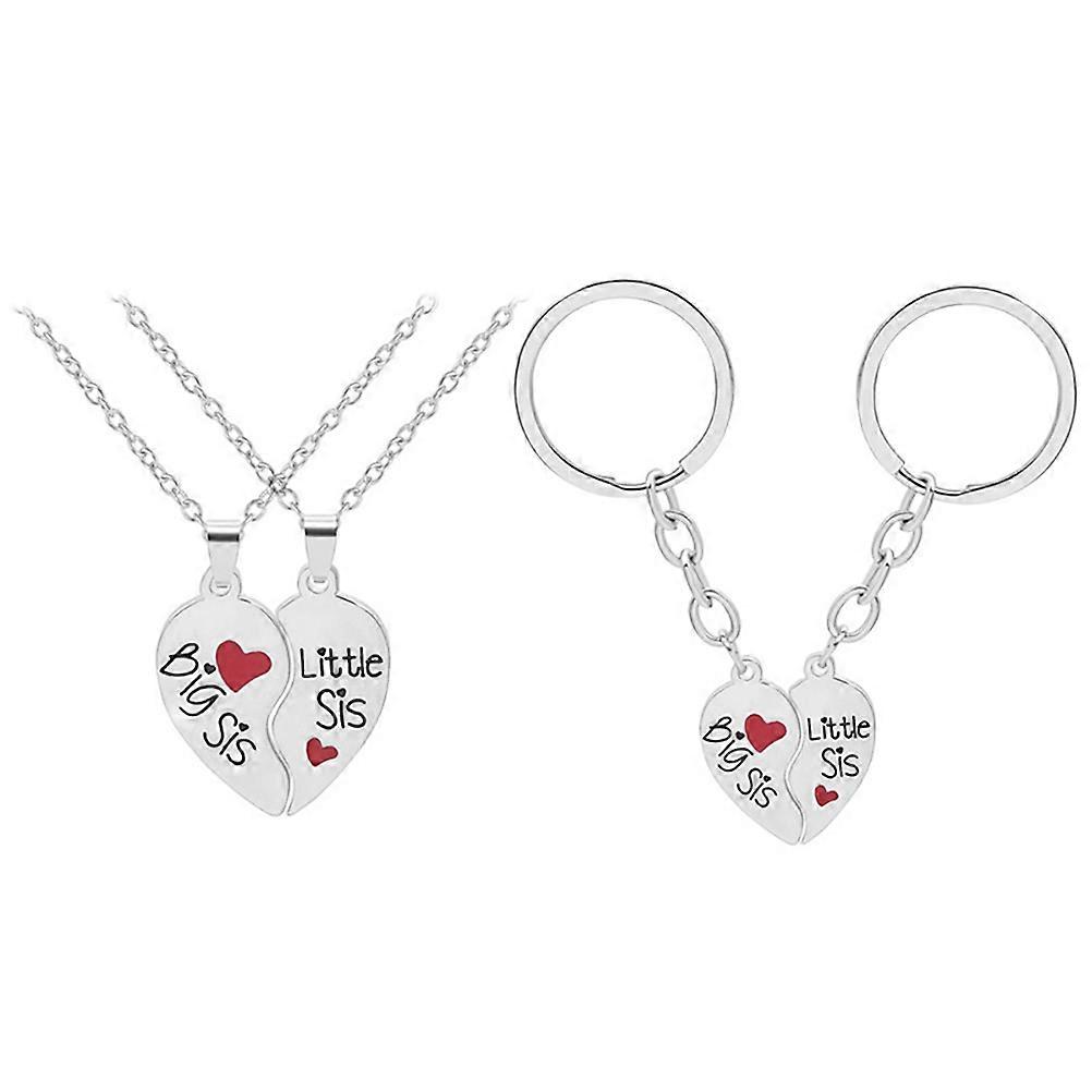 Key Chain Accessories with Splicing Love Design 2 Sets Silver Alloy for Decoration Use