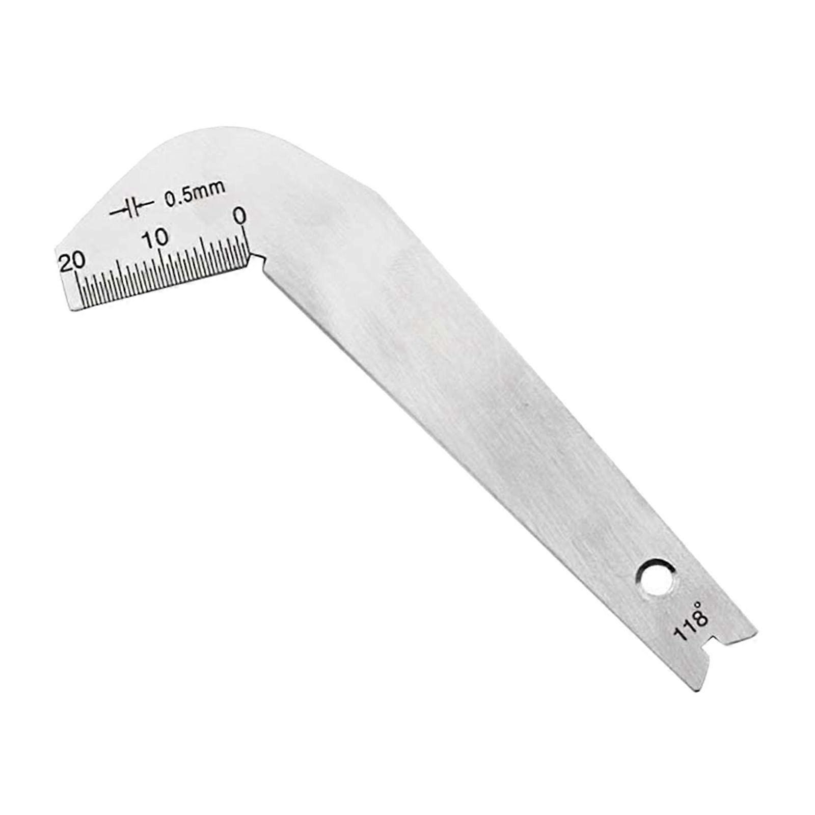 Angle measuring gauge for drill bits 118 degrees, inspection tool, stainless steel