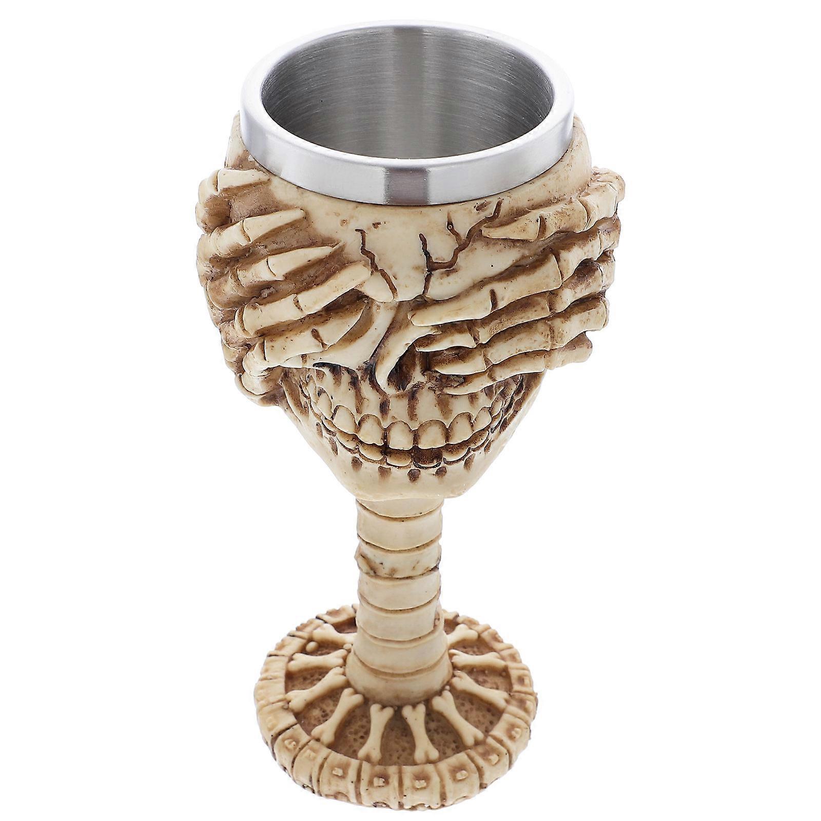 Decorative Goblet Halloween Skull Cup 3D Design Stainless Steel Resin 19X7CM 300-40ml 1Pcs