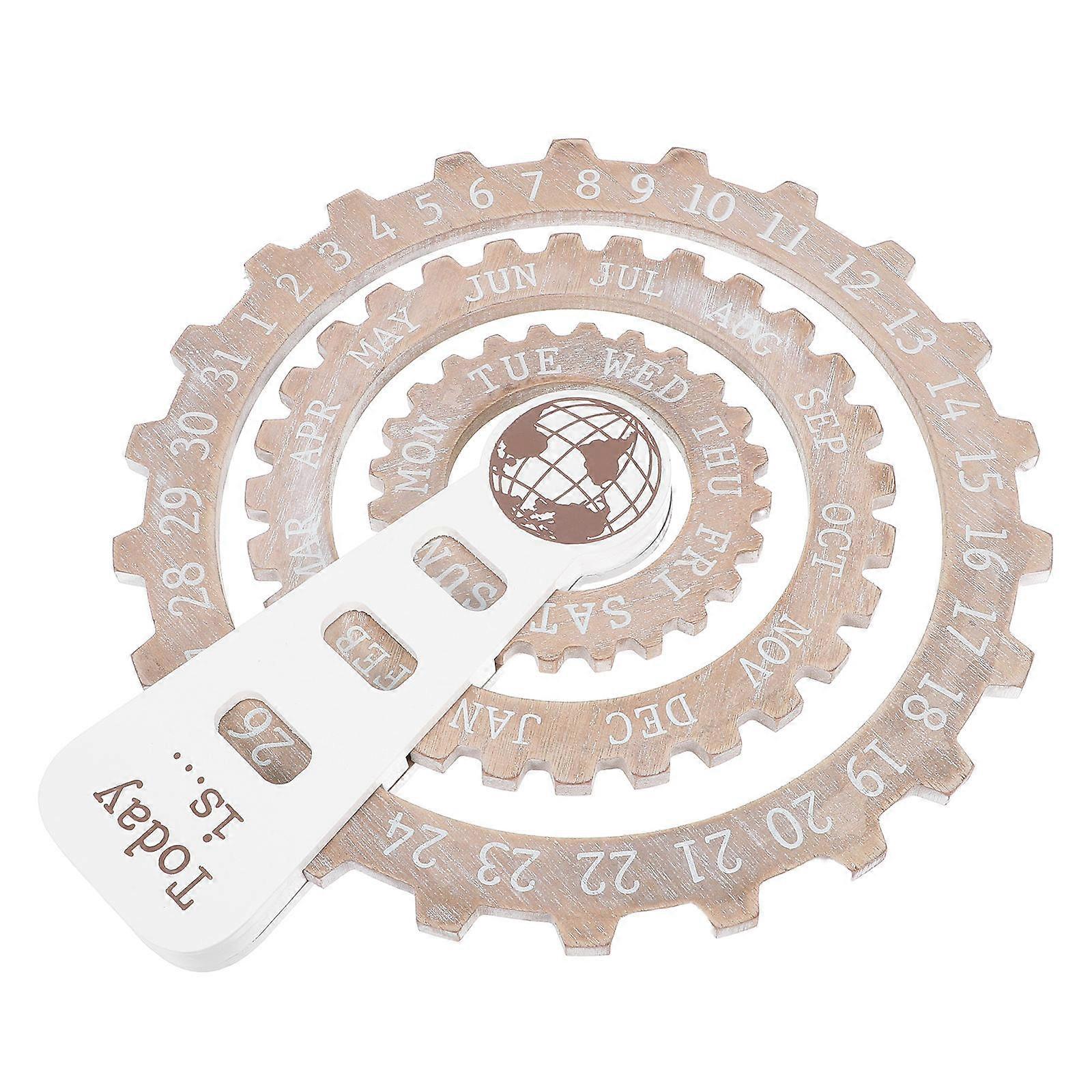 Wooden Observation Calendar Rotatable Wall Hanging Circular Design For Office Use 34.50X30.00X2.00CM Multifunctional 1Set